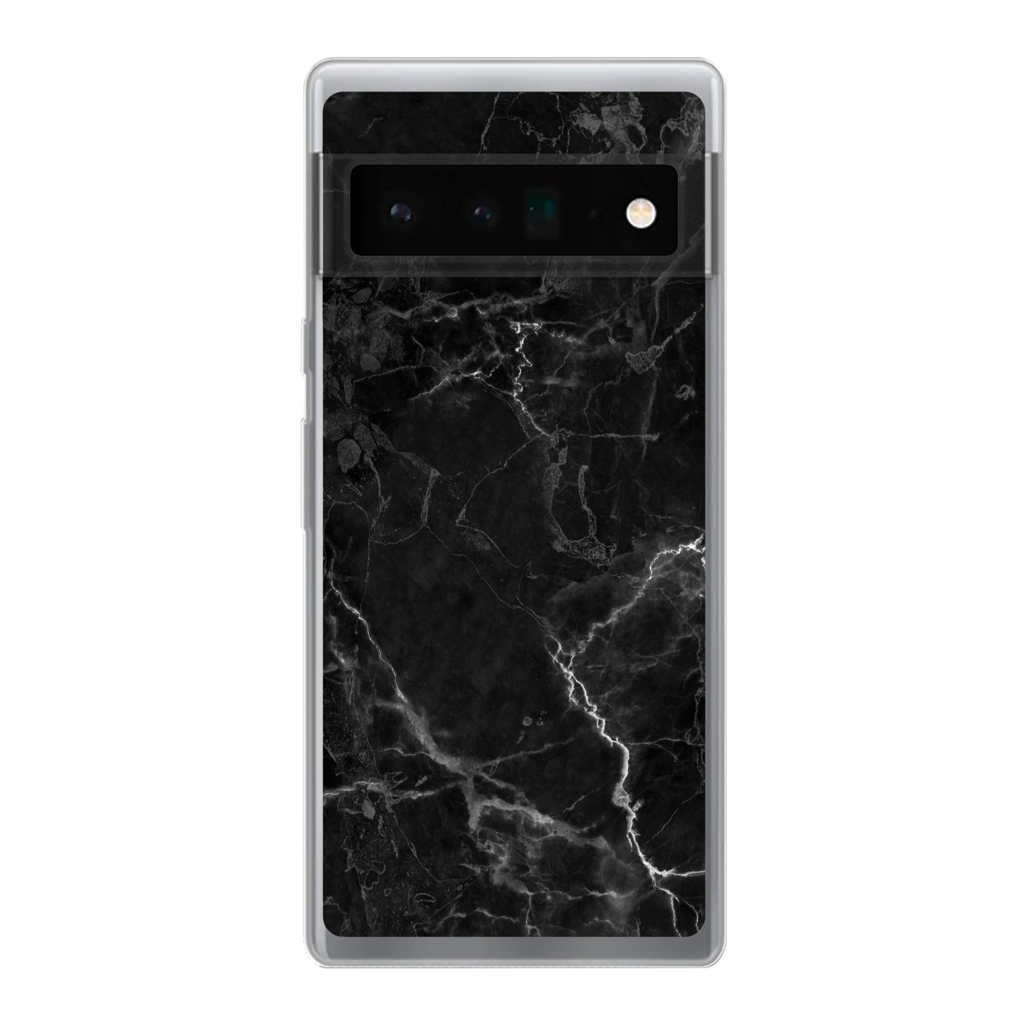 MuchoWow Handyhülle für Google Pixel 6 Pro Marmor - Schwarz - Weiß - Textur - Marmoroptik, Handy Case, Silikon, Bumper Case Dünn
