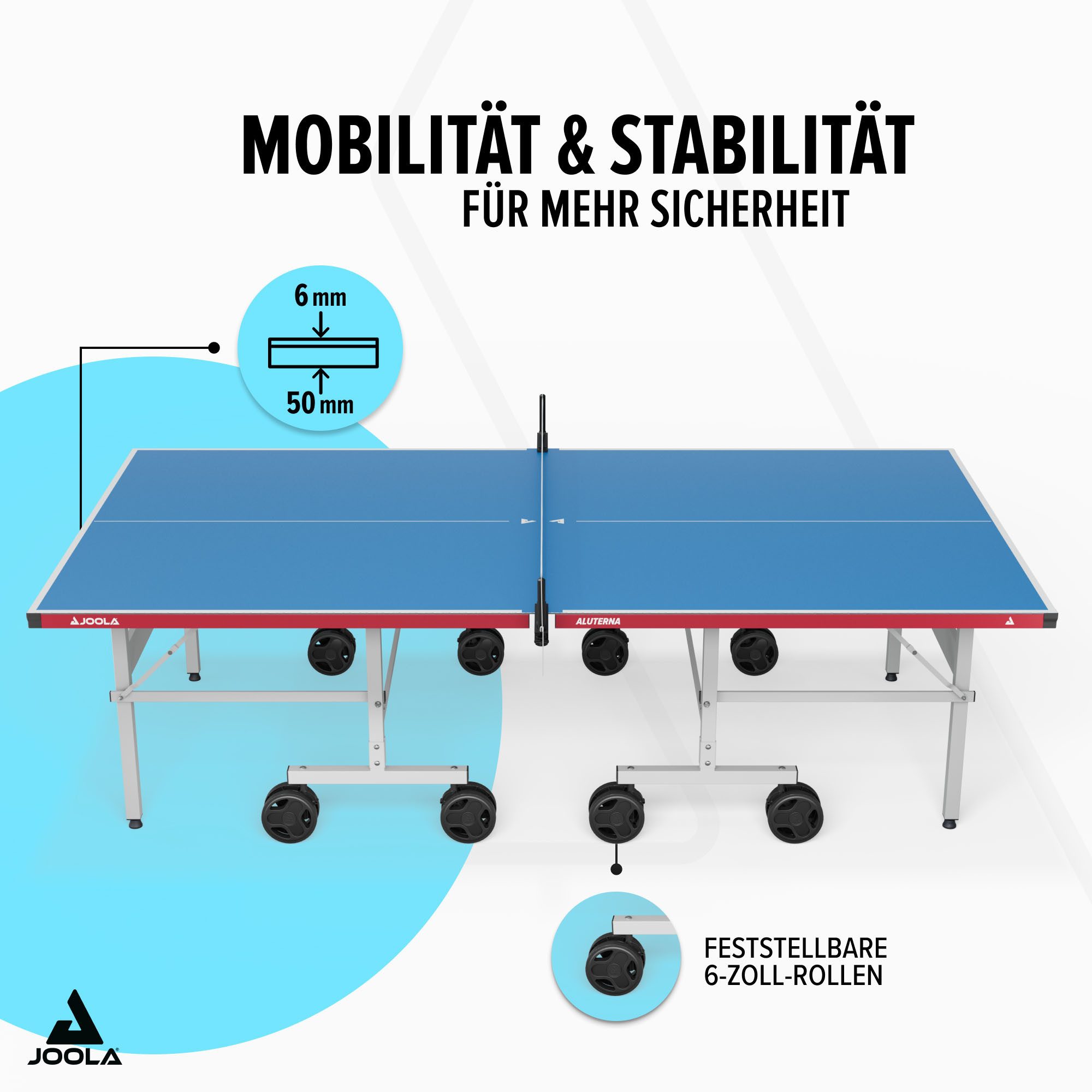 Joola Tischtennisplatte JOOLA Tischtennisplatte Aluterna (9-tlg), doppelte Kippsicherung