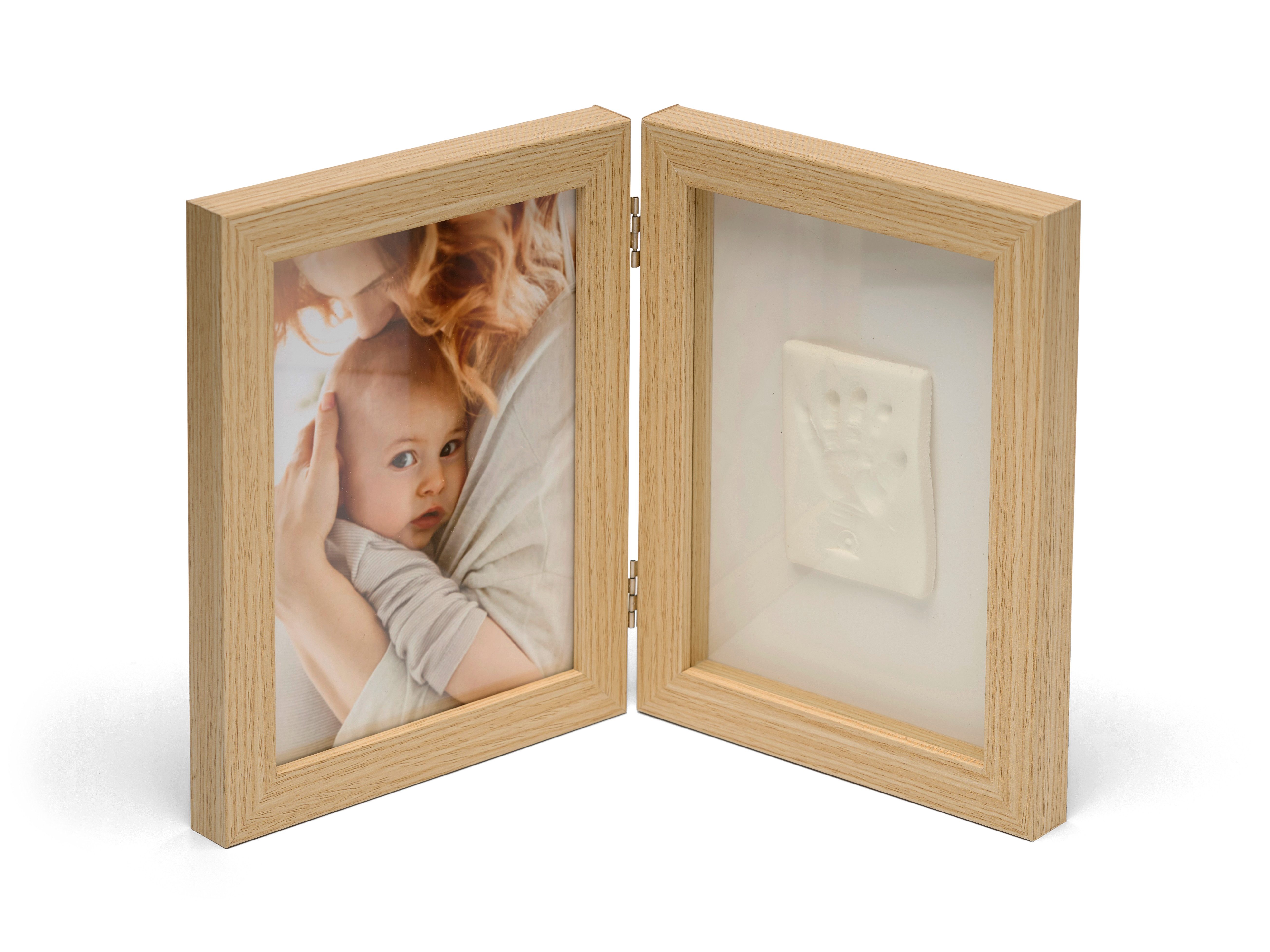 Happy Hands Bilderrahmen Baby Abdruckset mit Holzrahmen und Foto für Hand- und Fußabdruck