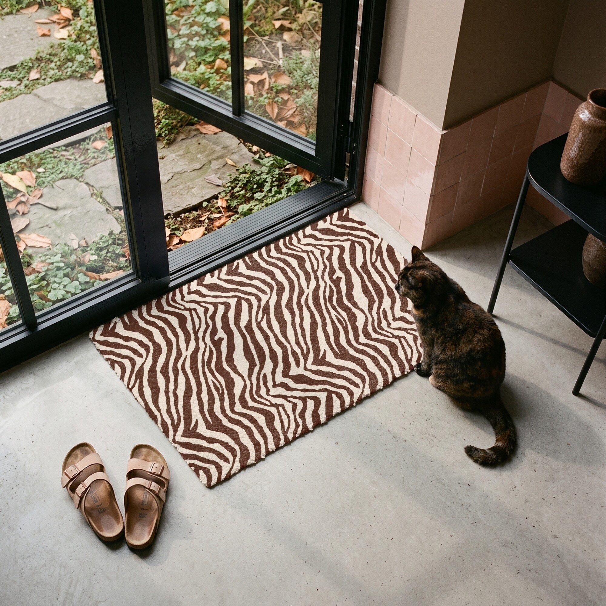MuchoWow Fußmatte Zebra - Muster - Schwarz - Weiß, Rechteckig, innen Schmutzfangmatte, Tür, Schmutzfänger Flur, Teppich 60x40 cm – Bild 4 von 5