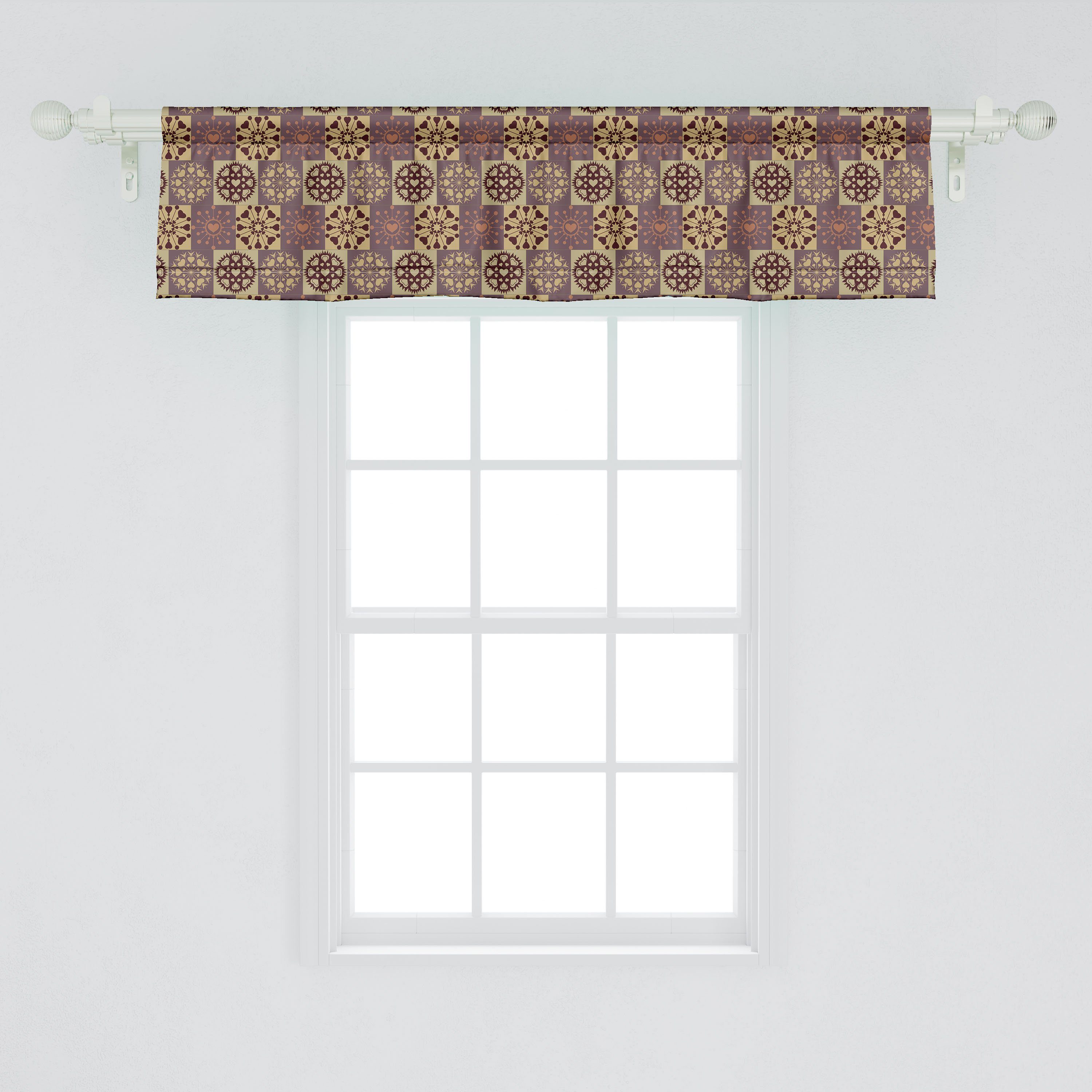 Scheibengardine Vorhang Volant für Dots Küche Schneeflocken and Stangentasche, Schlafzimmer Dekor Microfaser, mit Abstrakt Hearts Abakuhaus