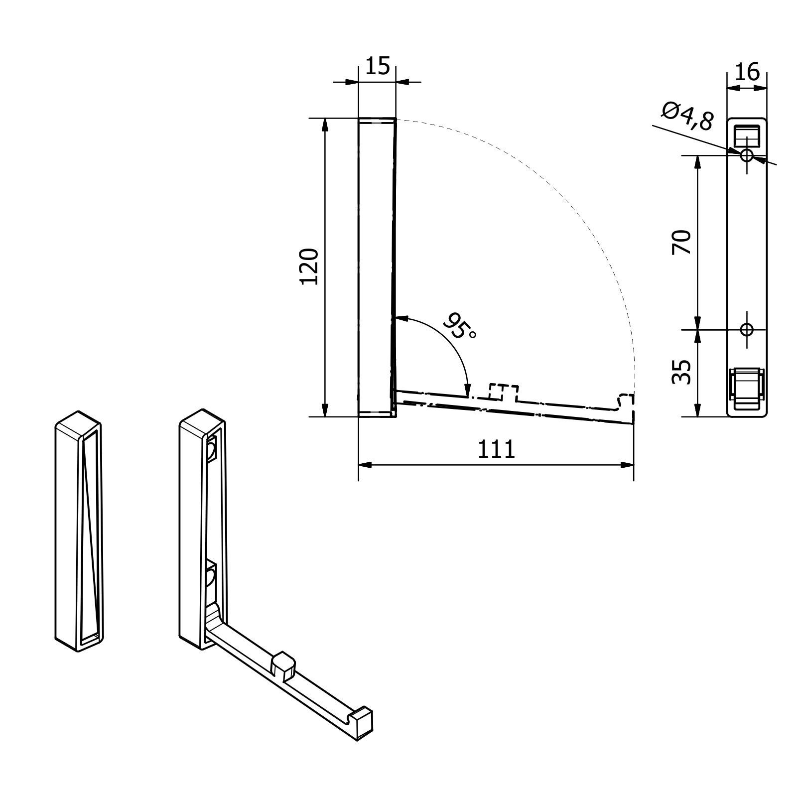 SO-TECH® Klapphaken Garderobenhaken VALVOLE 12 x 1,6 cm, (1-St), Chrom poliert inklusive Befestigungsschrauben – Bild 4 von 5