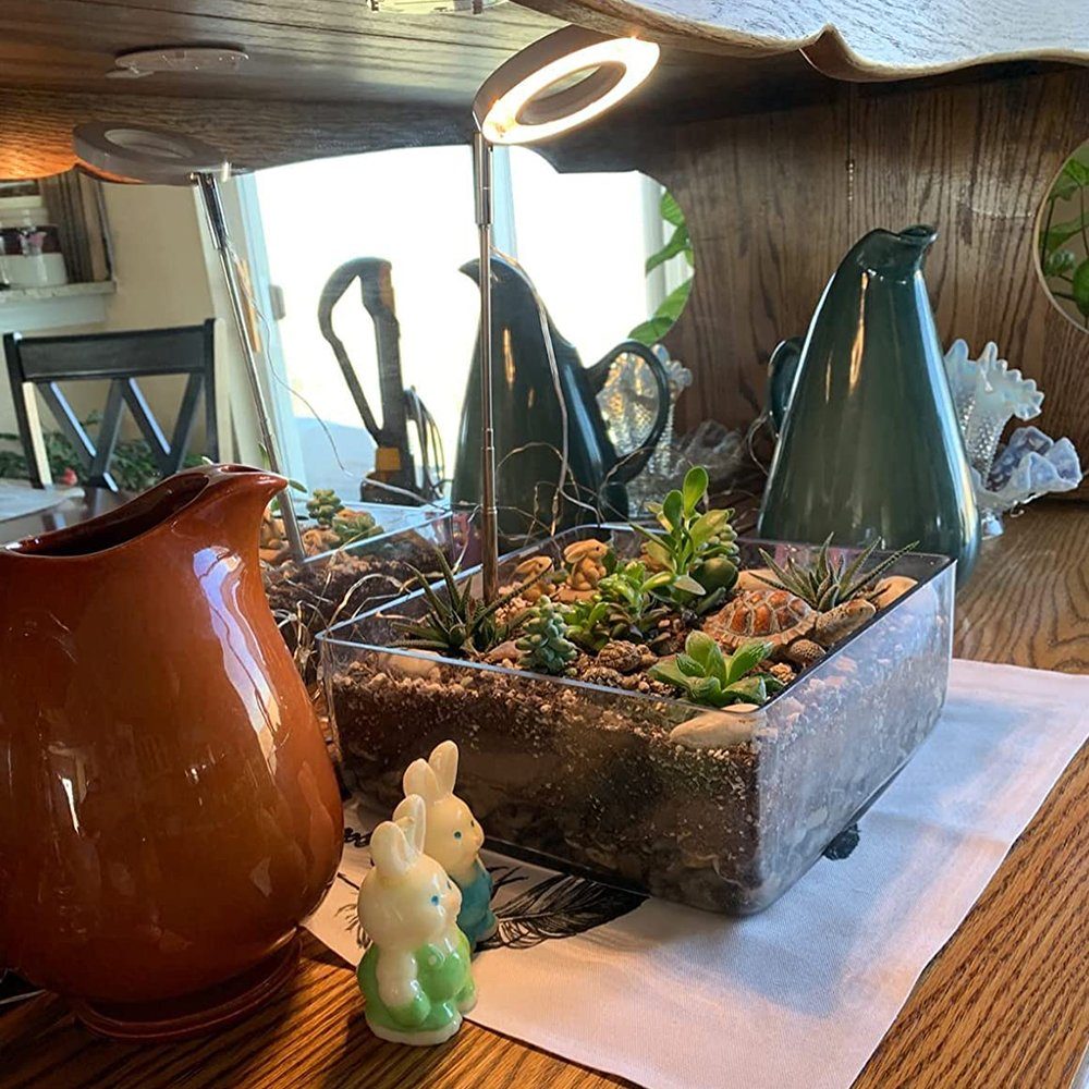 Rosnek Pflanzenlampe Halo, Vollspektrum, Auto Timer, für Zimmerpflanzen Topfpflanzen Samen, 12 St. Rot+12 St. Blau+24 St. Weiß, einstellbare Helligkeit, drei Beleuchtungsmodi