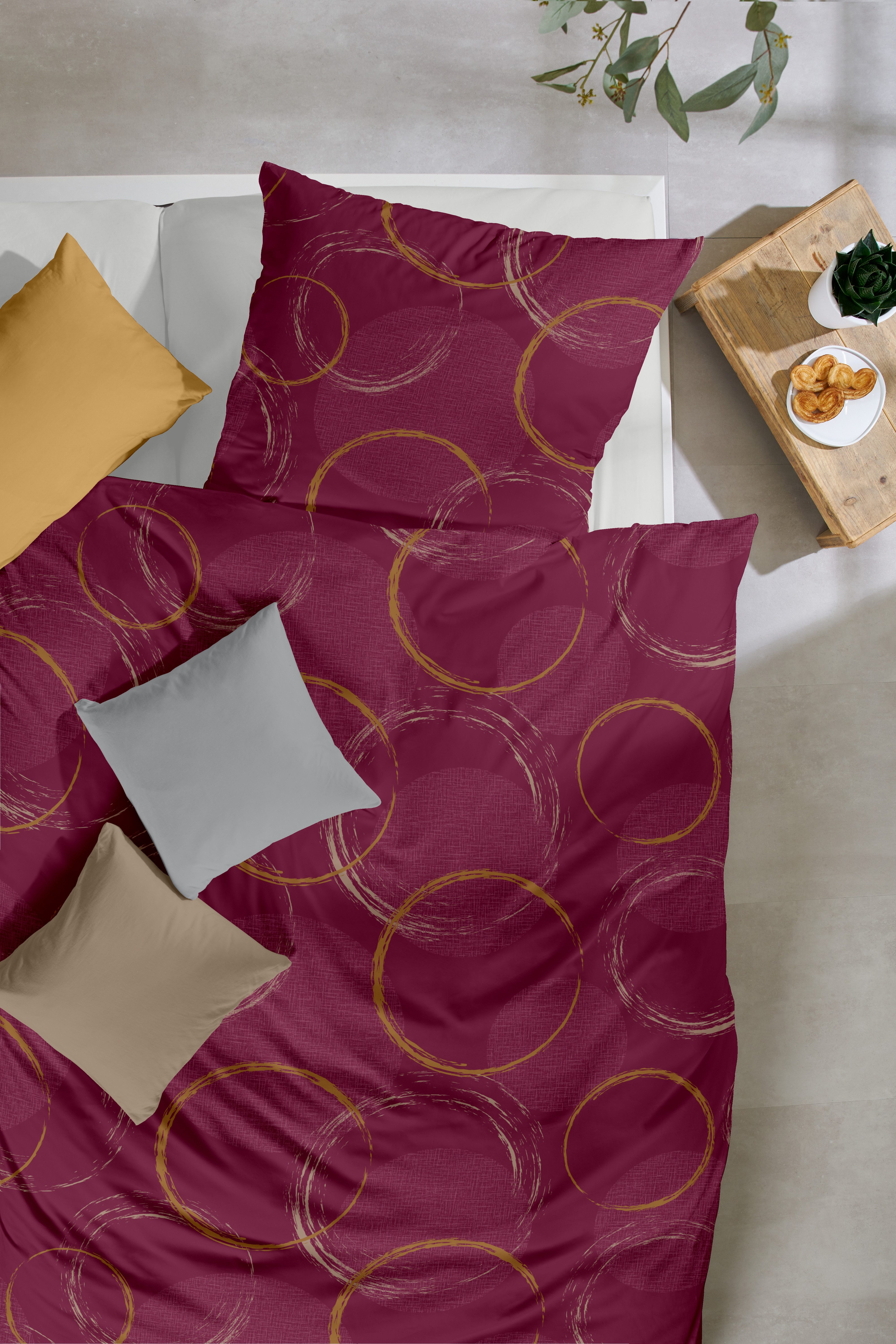 Primera Bettwäsche Mako-Satin -Bettwäsche Trace, Mako-Satin, 2 teilig, mit frischem Kreismuster – Bild 3 von 3