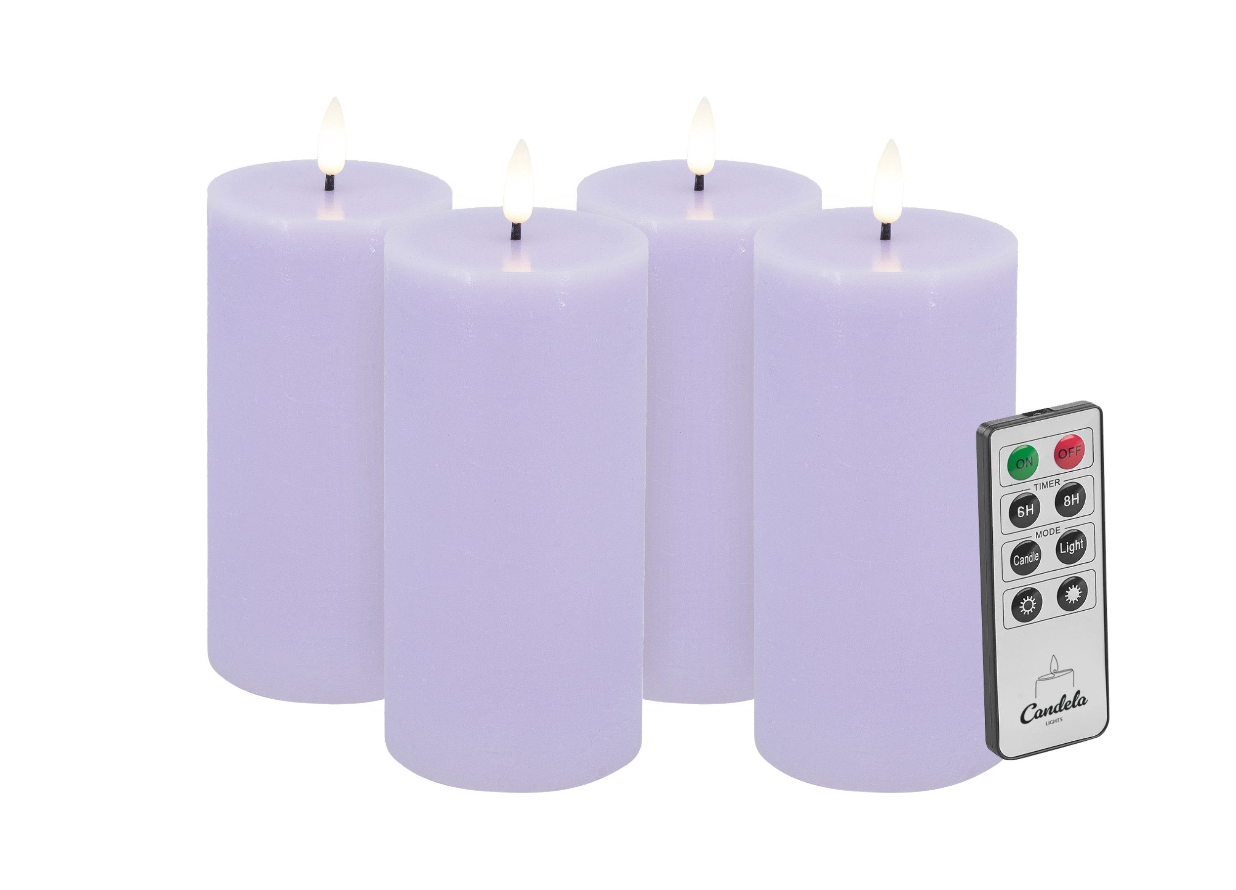 LC Home LED-Kerze Candela LED Kerzen 4er Set H:15x?7,5cm Summer Purple rustic
