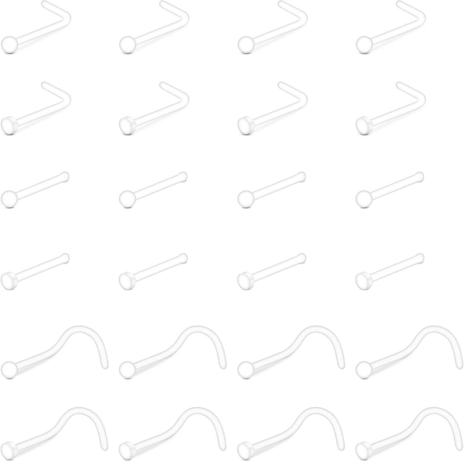 Briana Williams Nasenpiercing Nasenstecker Retainers Bioflex 20G 18G Klar 24stk Spiral Flexible UV