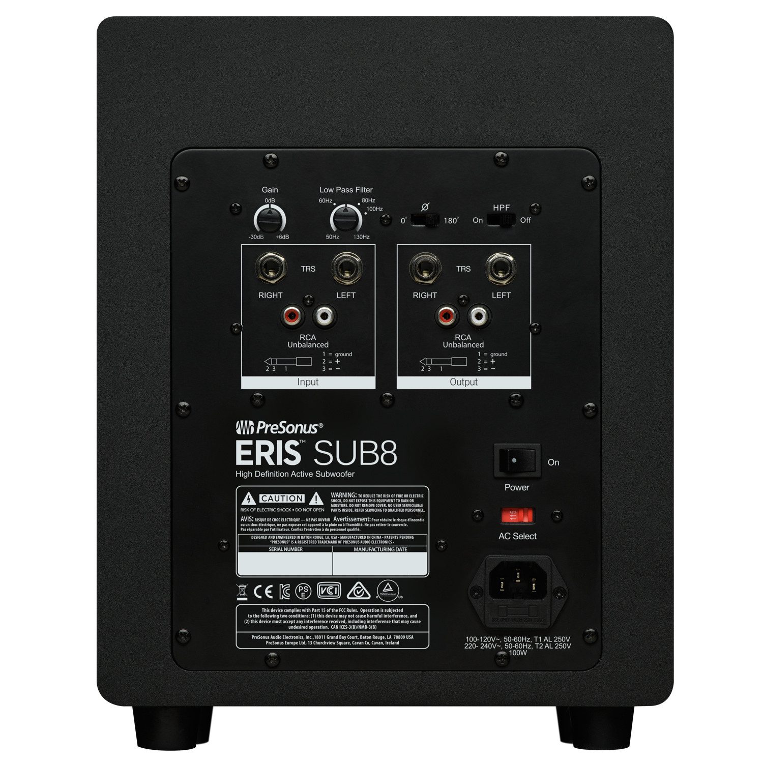 Presonus Presonus Subwoofer Eris Sub 8BT mit Bluetooth 8 Zoll Subwoofer (Bluetooth, 50 W, 8 Zoll Tieftöner)