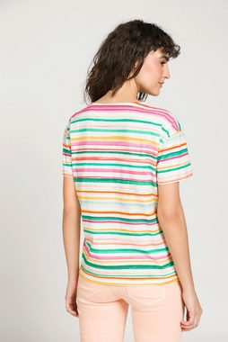 Gina Laura Rundhalsshirt T-Shirt Ringel Oversized Ringel Rundhals 3/4-Arm