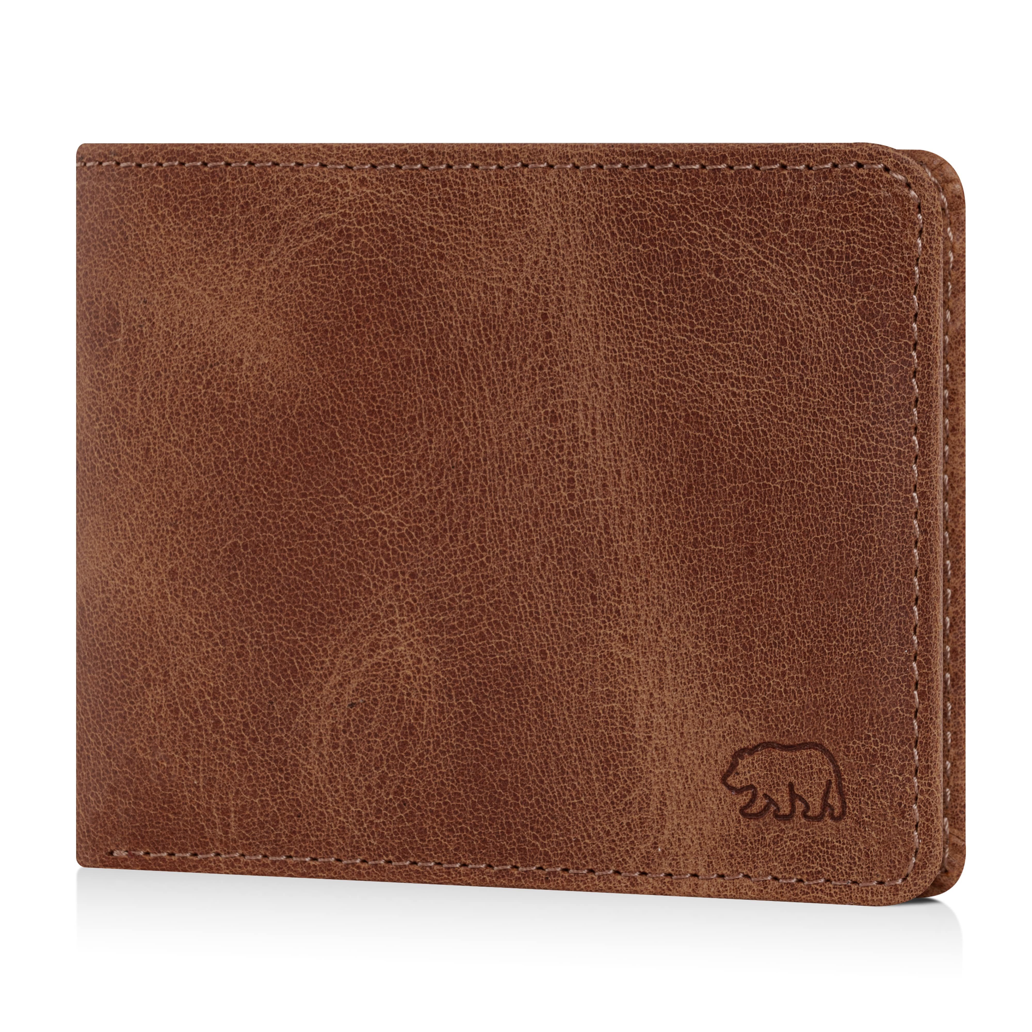 Brown Bear Geldbörse 8005 D für Herren aus Echtleder, mit 9 Kartenfächern und RFID-Schutz Farbe Vintage-Whiskey