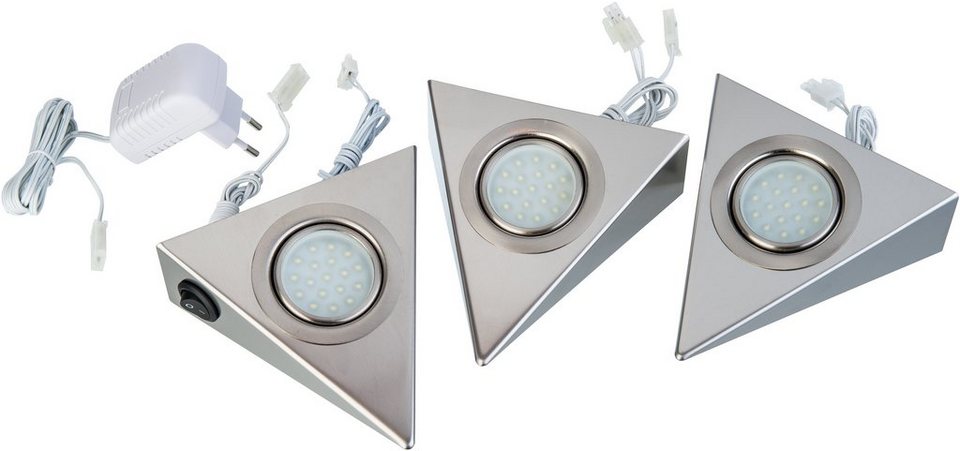 NOWA LED Unterbauleuchte LED-Unterbauleuchten 3er-Set, Inklusive LED-Leuchtmittel,  fest integriert
