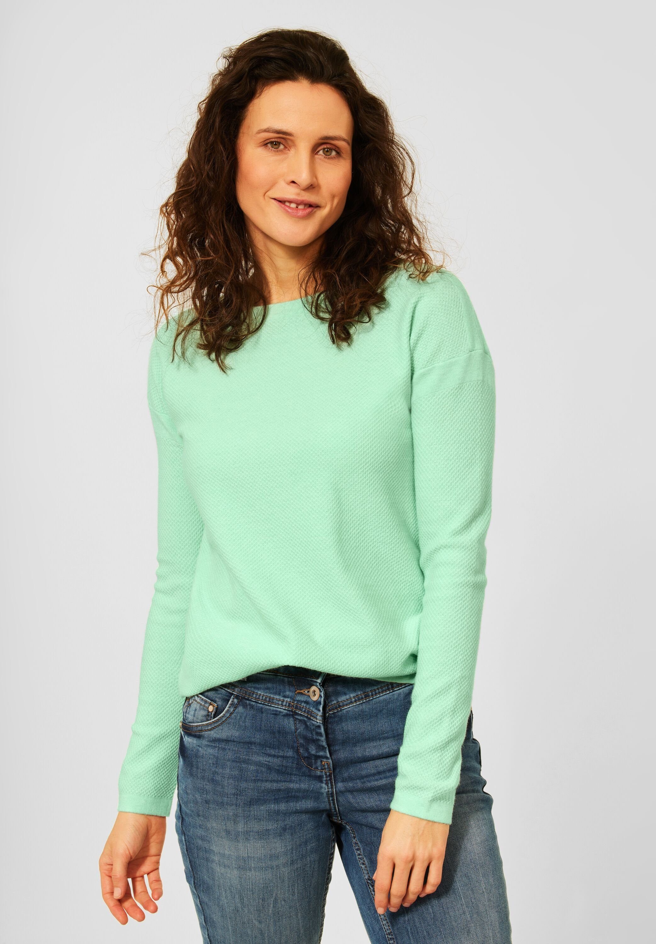 Strickpullover Cecil Pullover mit Struktur in Fun Green Melange