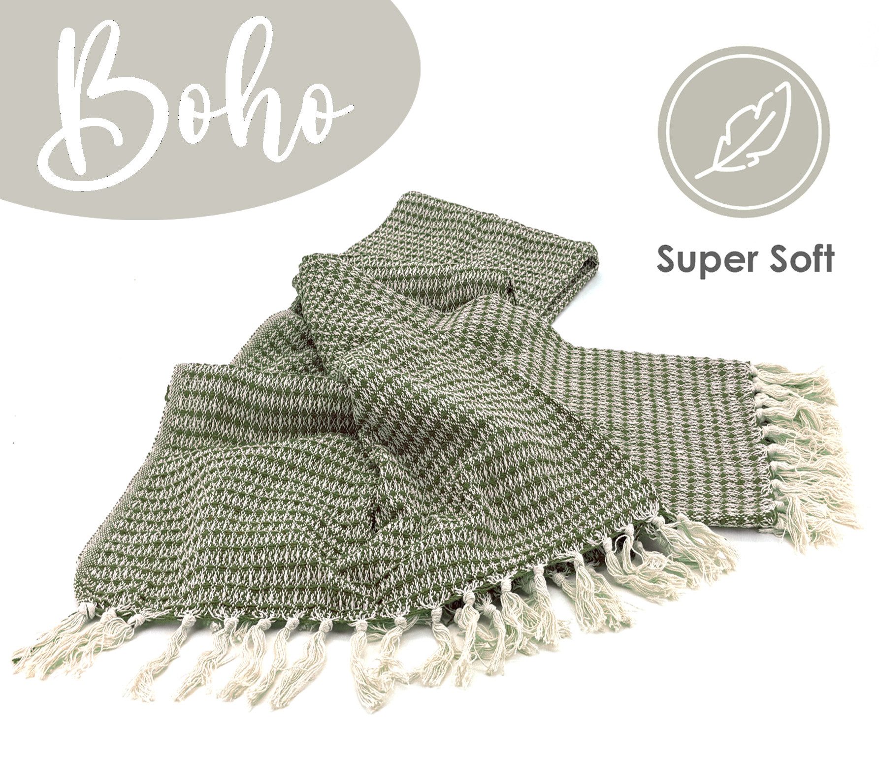 Wohndecke Strick Kuscheldecke Wolldecke Sofadecke 180x130 cm, heimtexland, Fransen Strickdecke Boho I 100% BW I weich, warm, natürlich