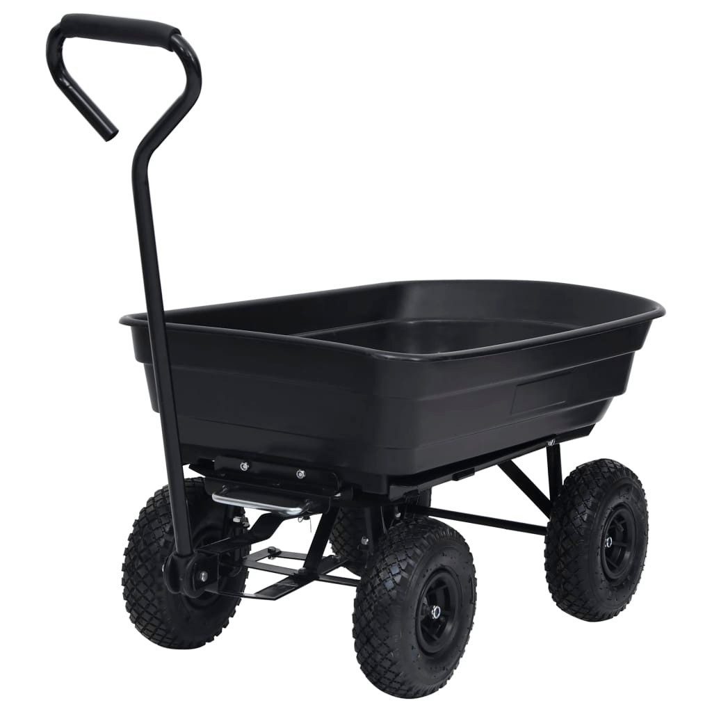vidaXL Rollwagen Garten-Kippwagen 300 kg 75 L Schwarz, (1 St)