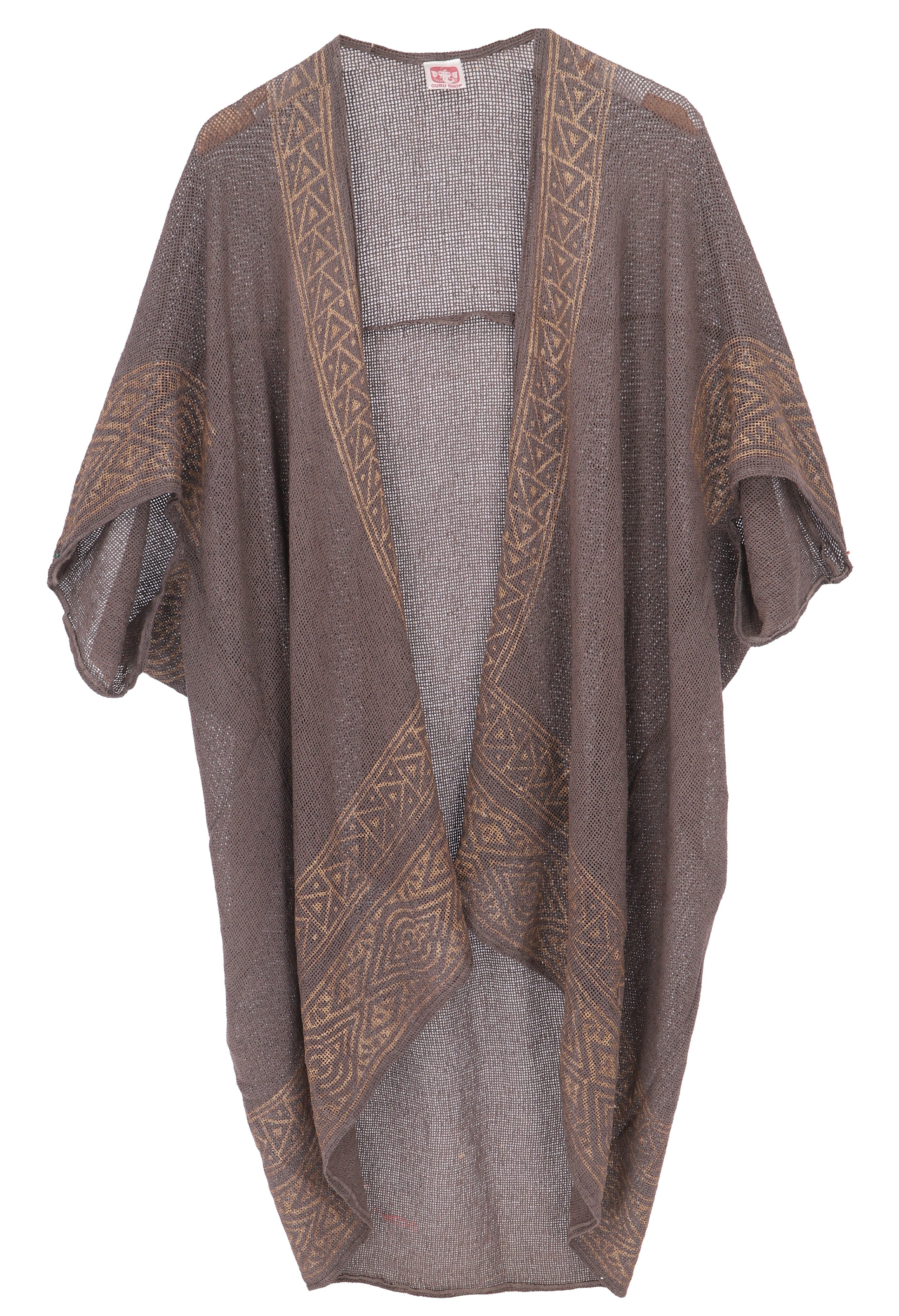 Guru-Shop Langjacke Offener Boho Cardigan, plus size Jacke, Kimono.. Ethno Style, alternative Bekleidung