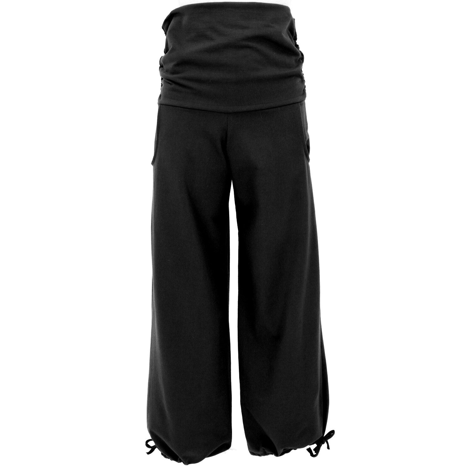 Guru-Shop Relaxhose Weite Yogahose mit geradem Bein - schwarz alternative Bekleidung