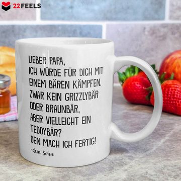 22Feels Tasse Papa Geschenk Vatertag von Sohn Vater Geburtstag Kaffeetasse Mann, Keramik, Made in Germany, Spülmaschinenfest
