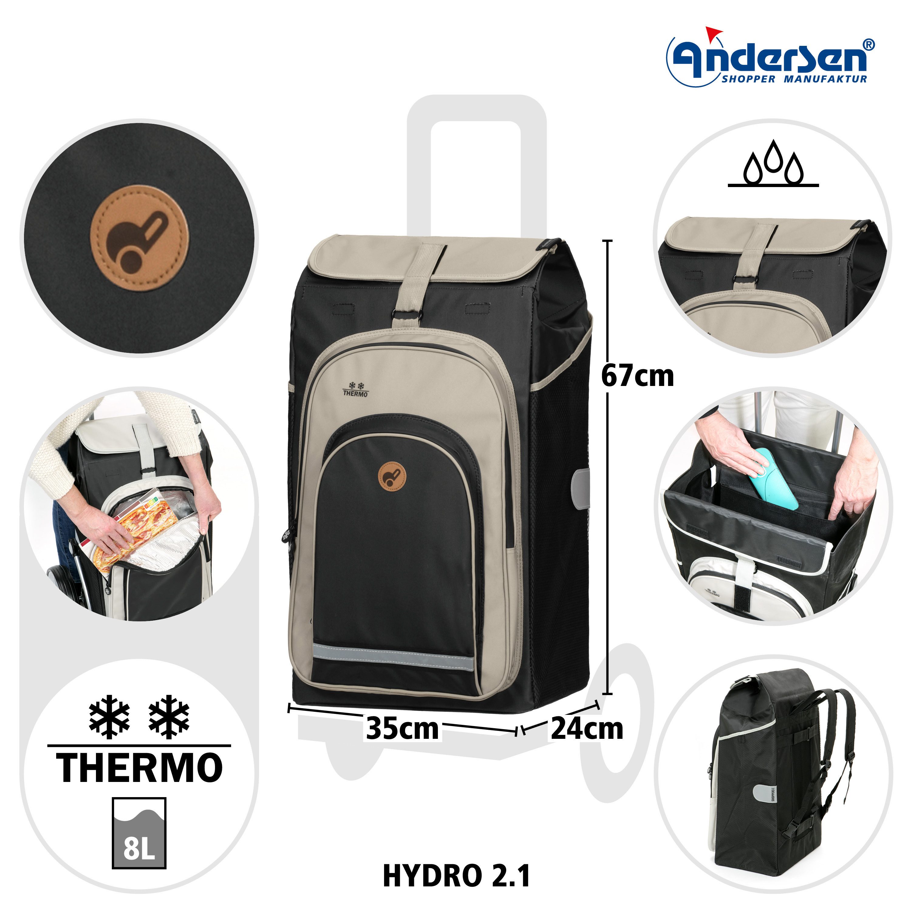 Andersen Einkaufstrolley Tasche Hydro 2.1 schwarz, Thermofach 8 Liter, wass günstig online kaufen