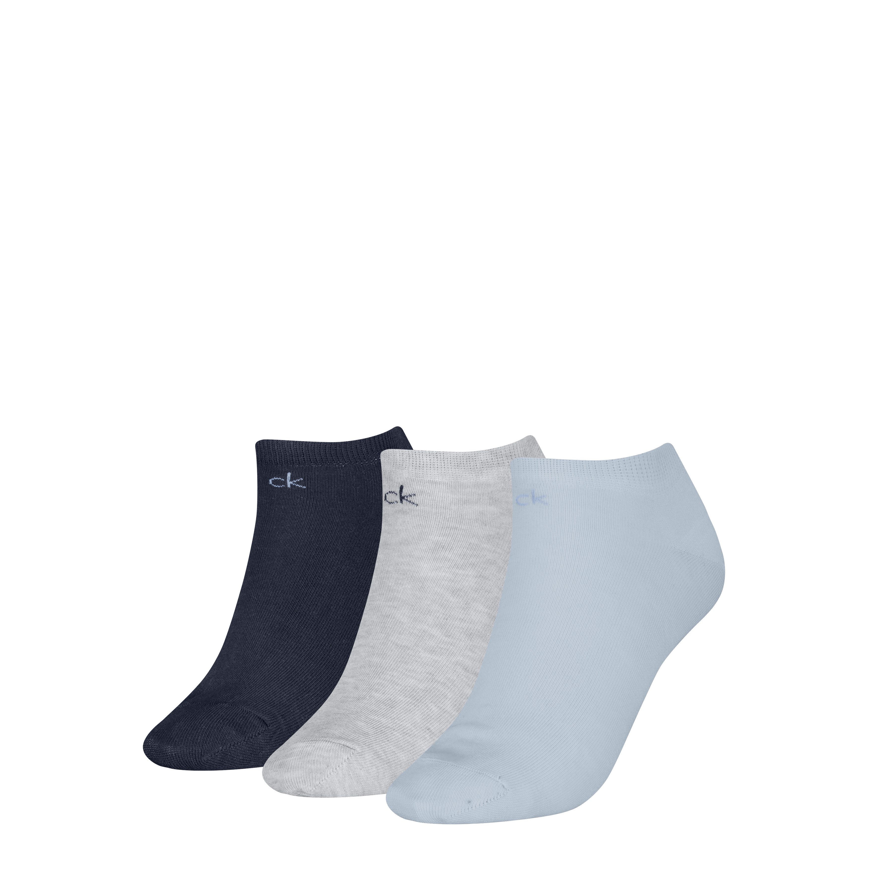Calvin Klein Sneakersocken CK WOMEN SNEAKER (3 Paar) schmales Rippenbündchen, Cotton-Mix, elastisch