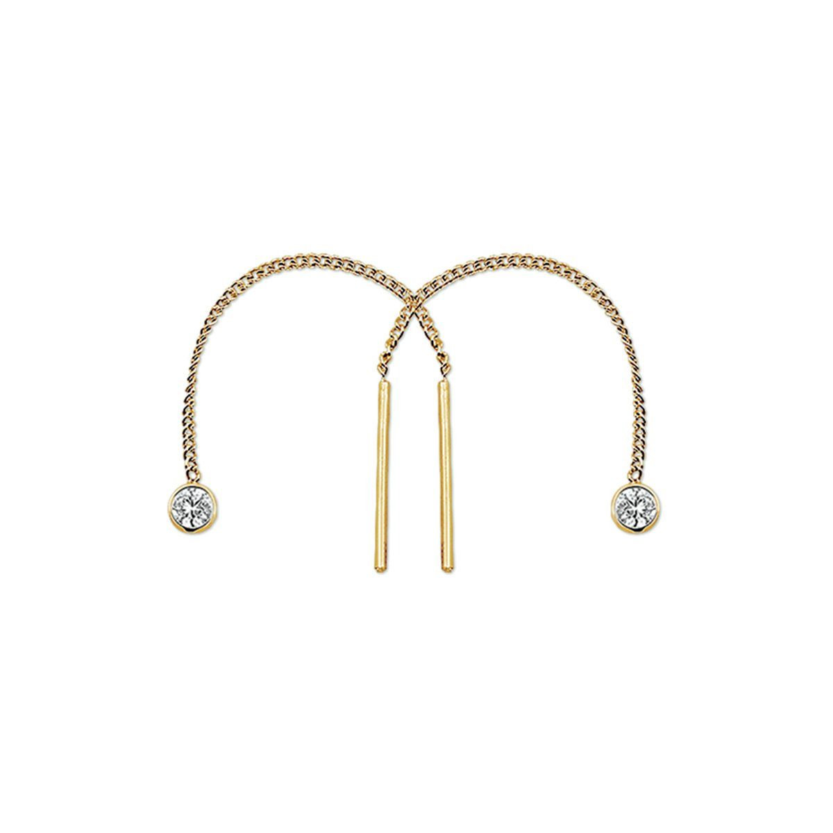 NICEANDnoble Paar Ohrhänger 585er Gelbgold Ohrhänger Durchzieher mit Zirkon günstig online kaufen