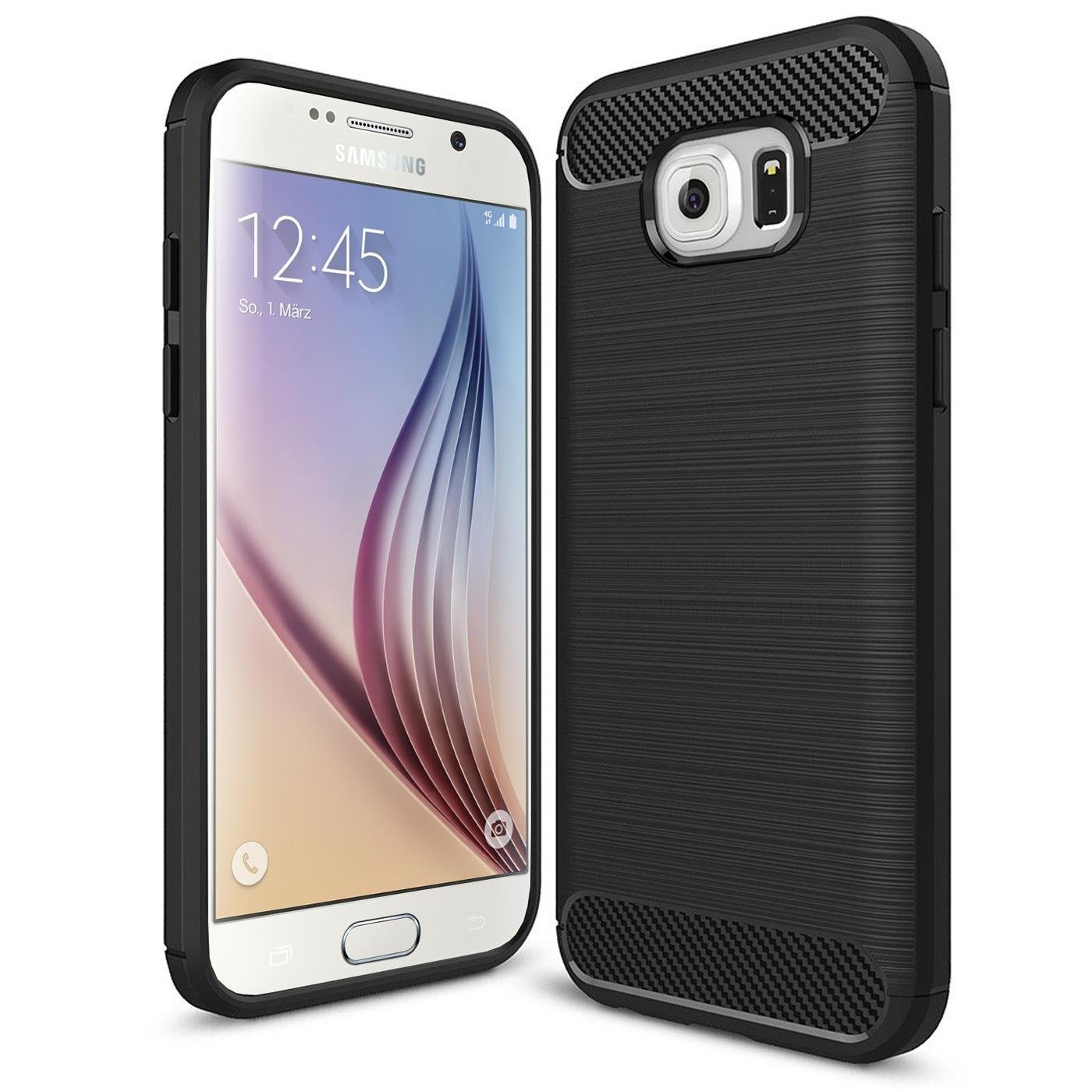 CoolGadget Handyhülle »Carbon Handy Hülle für Samsung Galaxy S6 Edge« 5,1  Zoll, robuste Telefonhülle Case Schutzhülle für Samsung S6 Edge Hülle