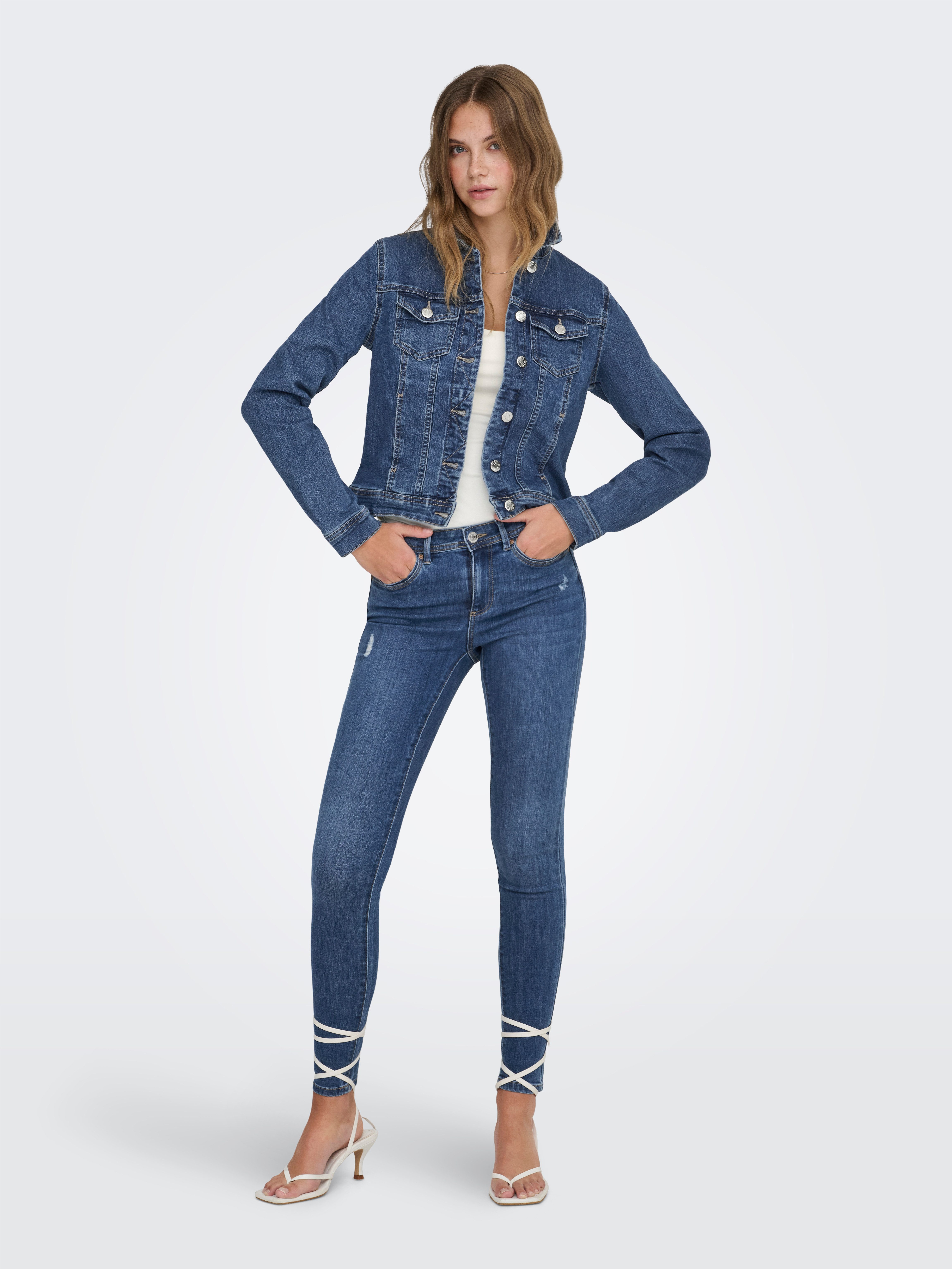 ONLY Jeansjacke ONLWONDER – Jeansjacke in kurzer Form mit Stretch figurbetont, casual, Denim, Baumwollmischung, Brusttaschen – Bild 5 von 5