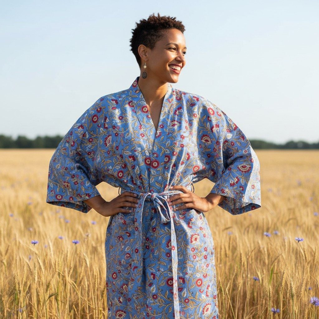 Guru-Shop Kimono Kimono im Japan Style, handbedruckter Oversize.., alternative Bekleidung