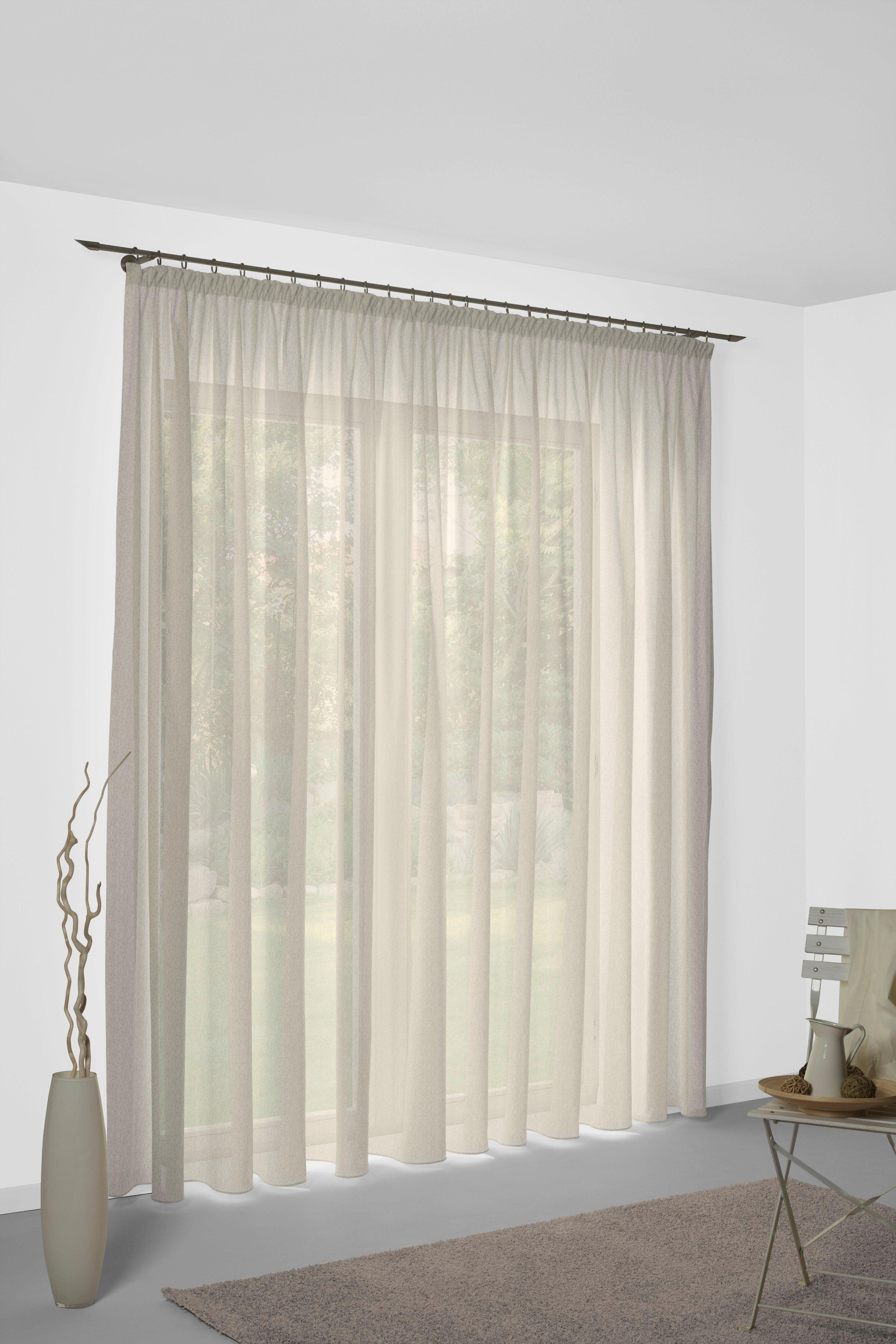 Vorhang Sunday, Wirth, Kräuselband (1 St), halbtransparent, Jacquard beige | Fertiggardinen