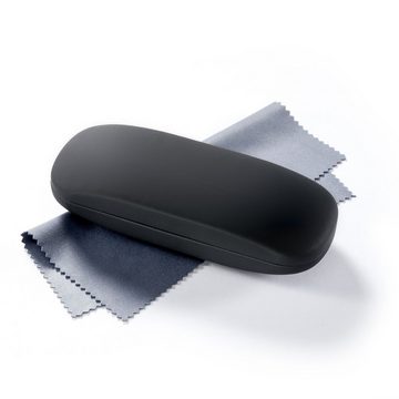 FEFI Brillenetui Softtouch schwarz, seidenmatt (Hardcase), inklusive Mikrofasertuch