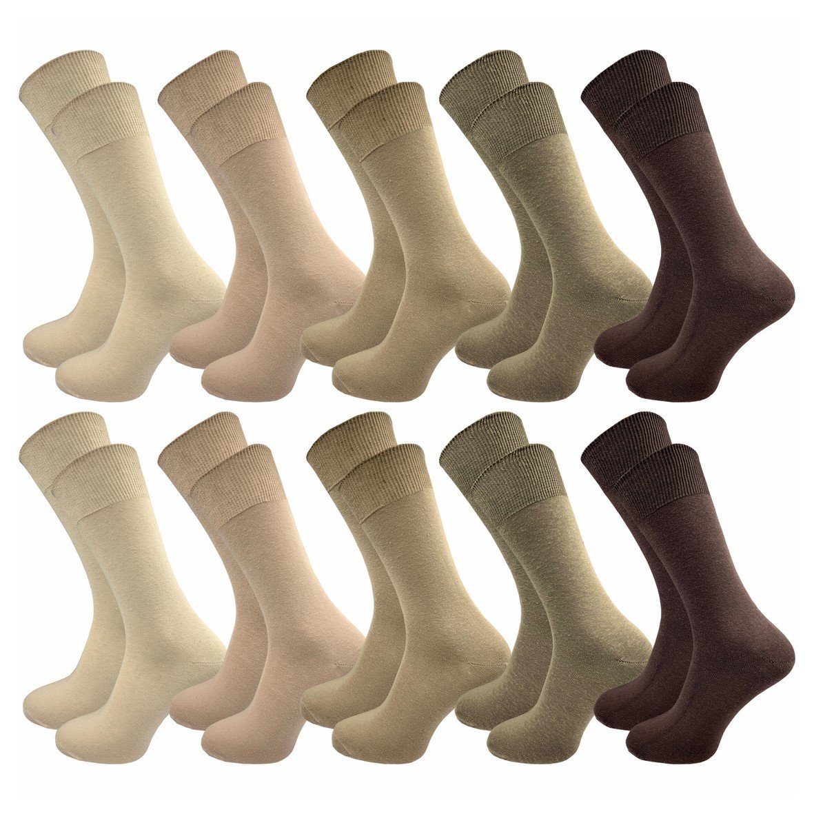 Töne ideale GAWILO Farbkombinationen aus Sortiments & in Herren 3 Paar) Socken dunkle natur (10 für natur-, - Töne Ihres Basicsocken blau- Baumwolle ohne Gummidruck Ergänzung 100%