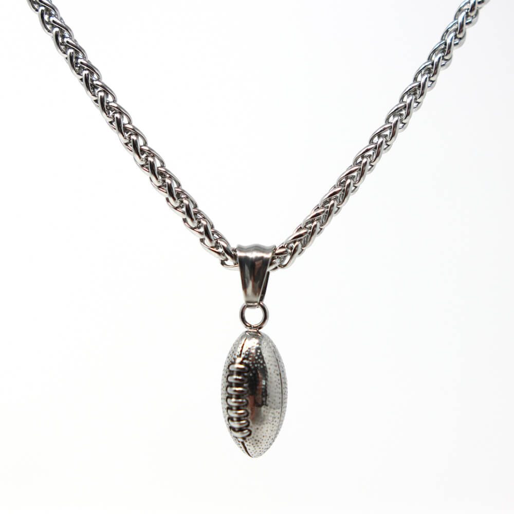 Kette mit Anhänger Lederkette Edelstahlkette 316L FOOTBALL