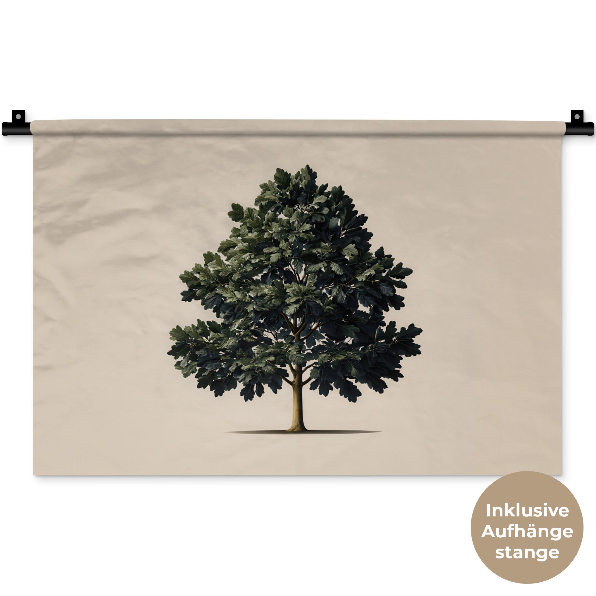 MuchoWow Wandteppich Eichenbaum - Schatten - Glatt, Rechteckig, Höhe: 3 mm, Wandteppich für Wohnzimmer, Schlafzimmer, 60x40 cm