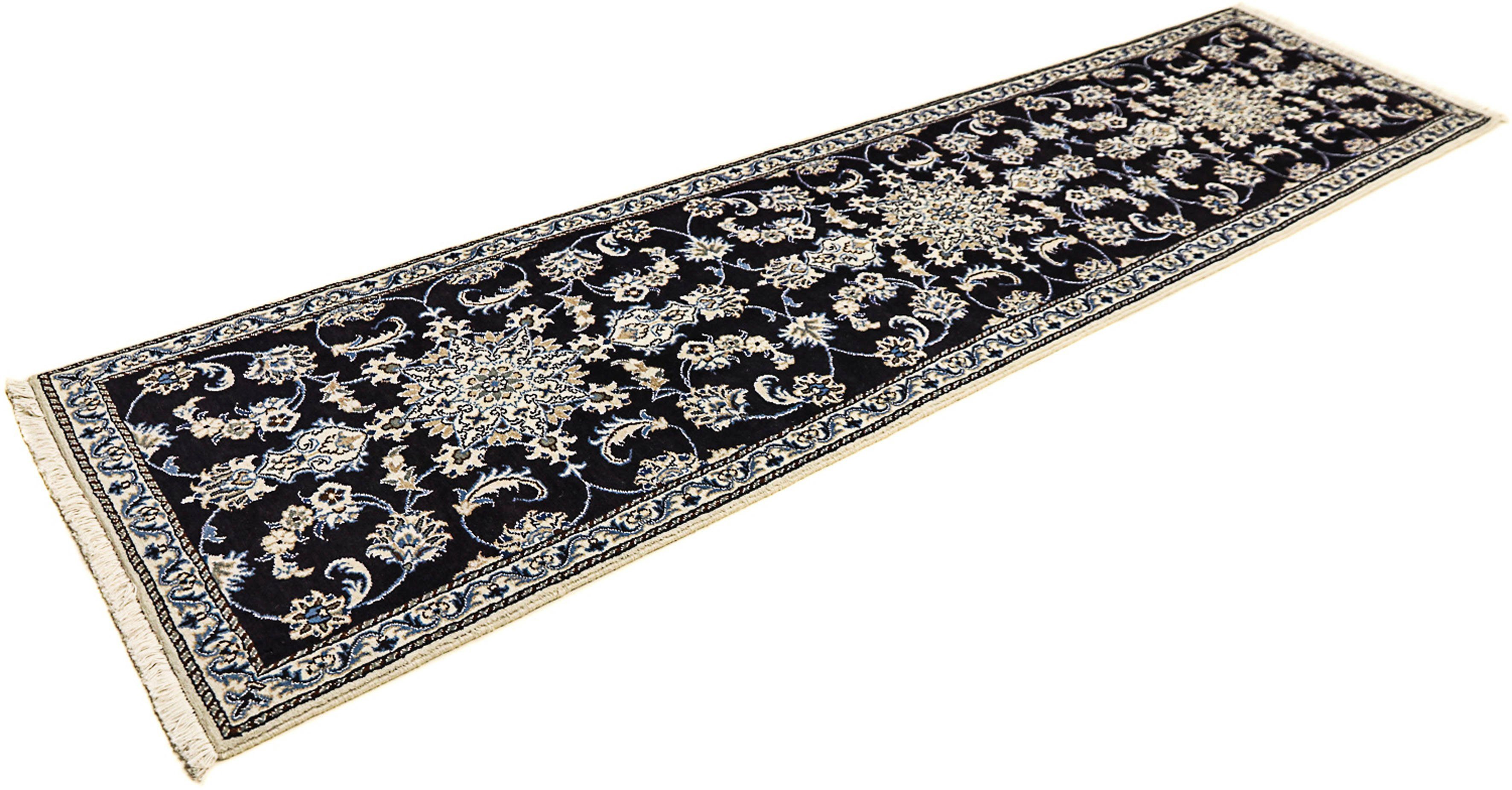 Orientteppich Perser - Nain - 300 x 80 cm - dunkelblau, morgenland, rechteckig, Höhe: 12 mm, Wohnzimmer, Handgeknüpft, Einzelstück mit Zertifikat