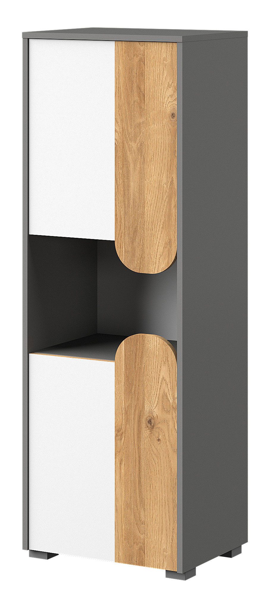 Feldmann-Wohnen Stauraumschrank Carina (1-St) 50x38x144cm graphit hell weiß Nash Eiche