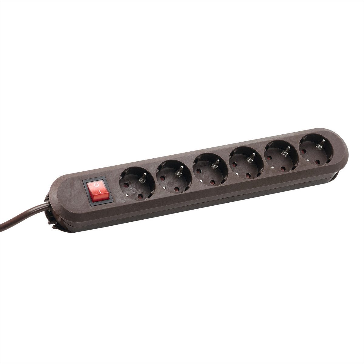 Bachmann SMART Steckdosenleiste 6x CEE7/3 Steckdosenleiste (Kabellänge 1.5 m), braun, mit Schalter, 381.450K