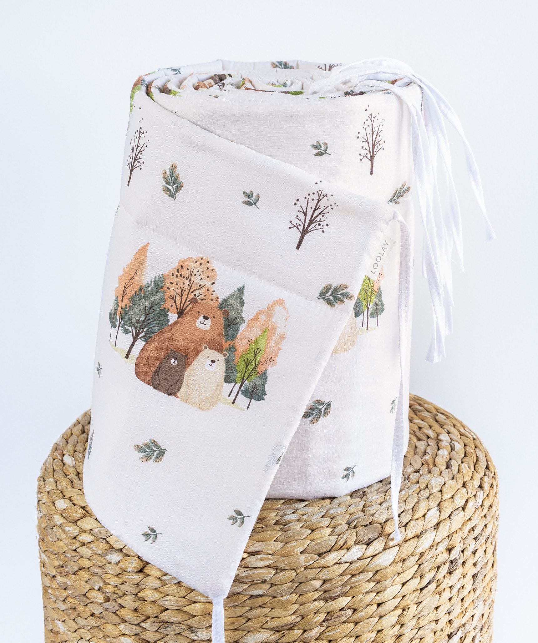 Loolay Bettnestchen Bärchen Familie Beige Baumwolle Atmungsaktives Babybett günstig online kaufen
