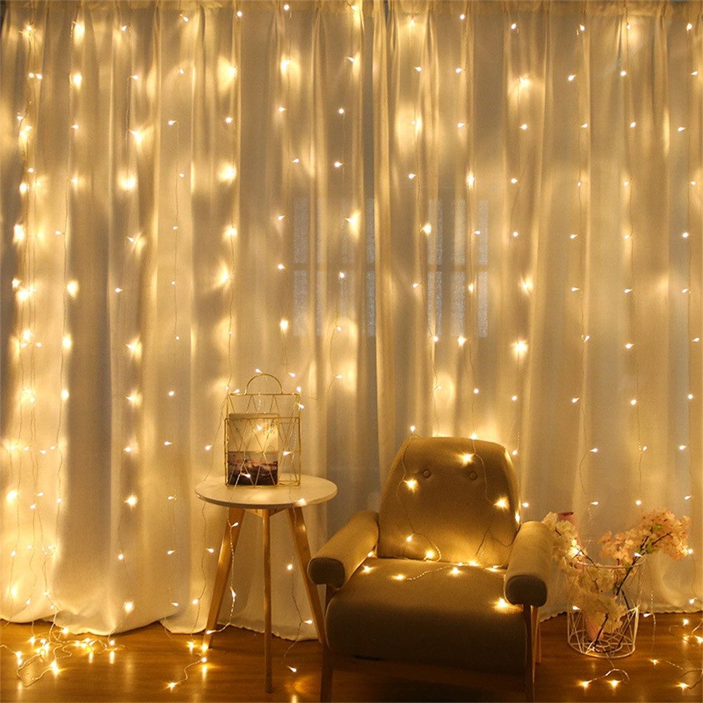 Cbei LED-Lichtervorhang LED Vorhanglichter,8Beleuchtungsmodi,Weihnachts-Lichterkette 600*300cm