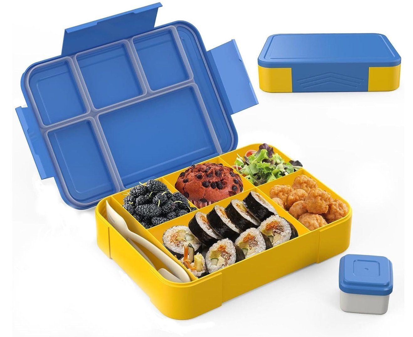 DOPWii Lunchbox Kinder Lunchbox,Brotdose–1300ML BPA Frei Bento Box Mit 5 Fächern Blau