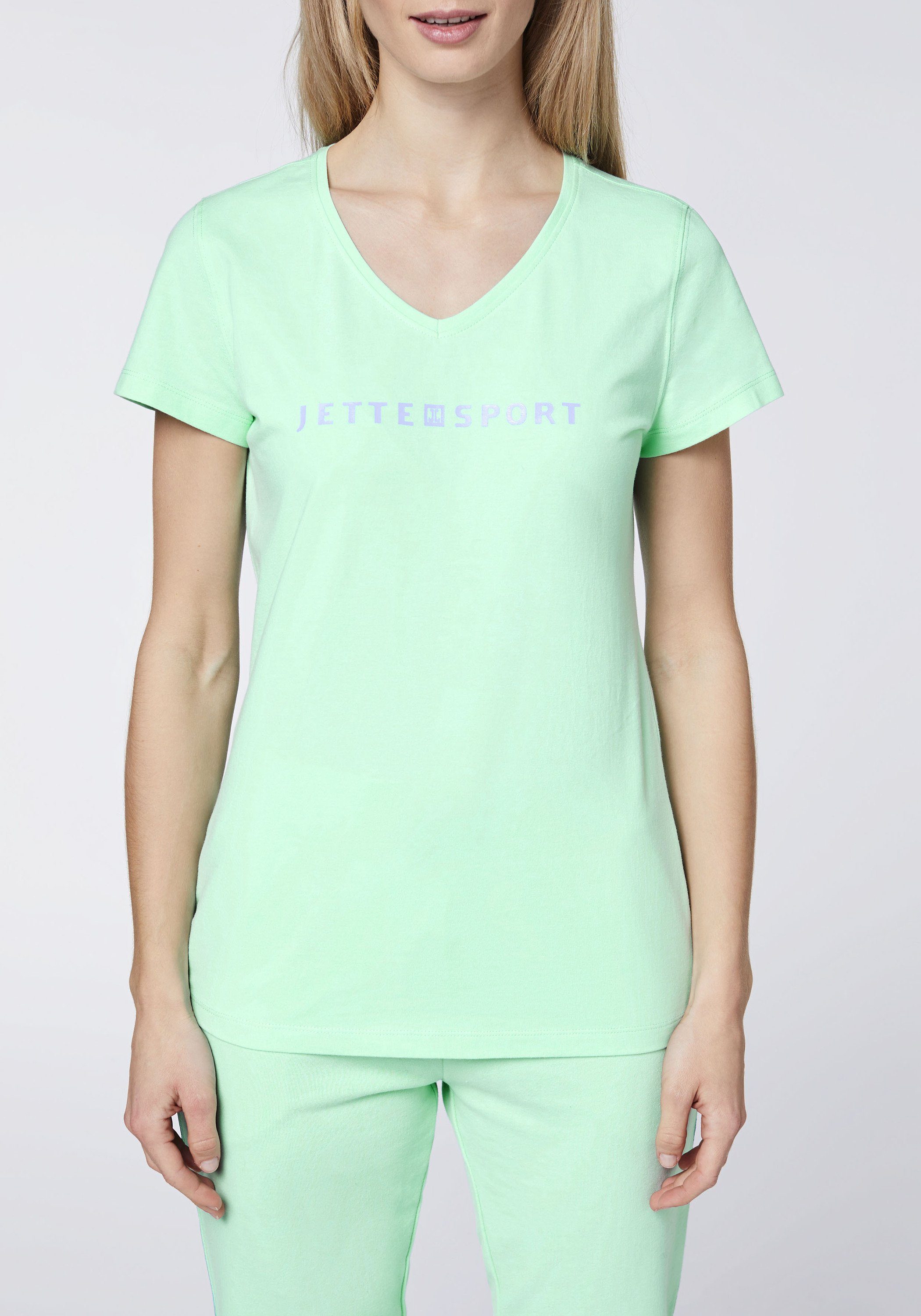 JETTE SPORT Print-Shirt mit Logo-Pigment-Print Beach Glass 13-5412