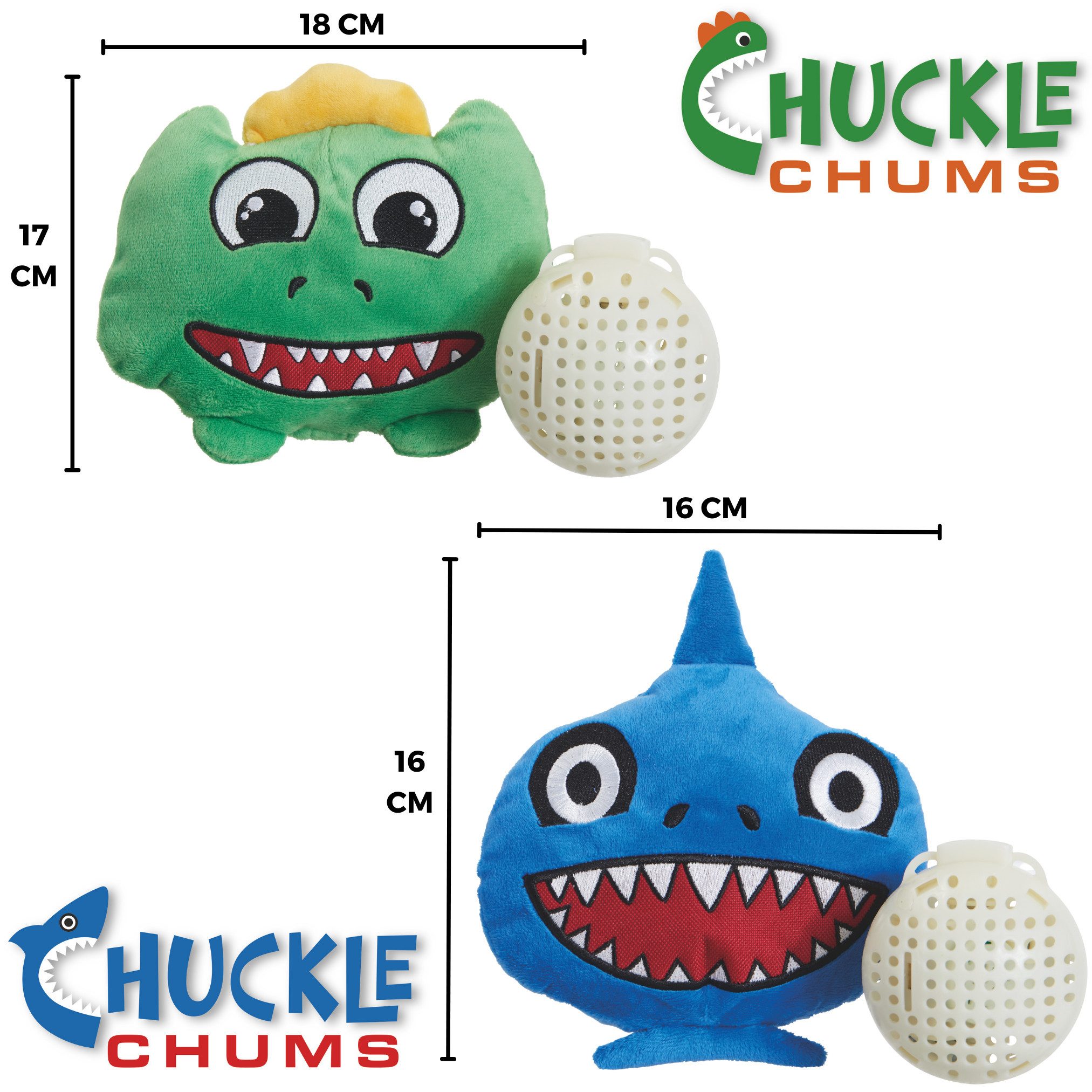Best Direct® Kauspielzeug Chuckle Chums, (Spar-Set 2-tlg), Interaktives Plüsch Hundespielzeug für große und kleine Hunde
