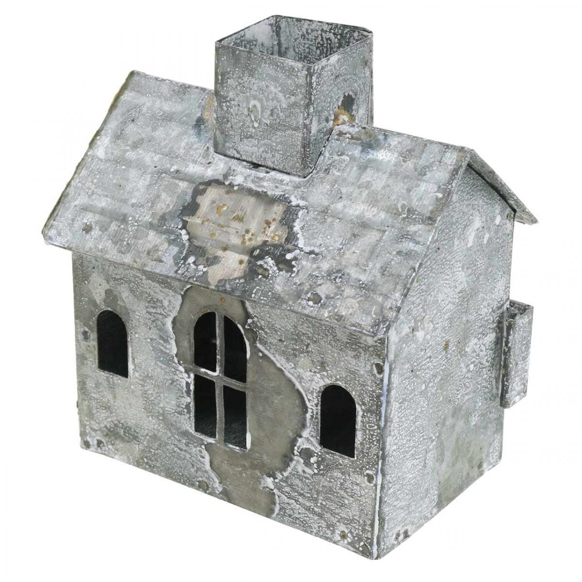 Florists Products Gartenfigur Windlicht Haus Metall Shabby Chic Weiß Rost Vintage – Bild 5 von 5