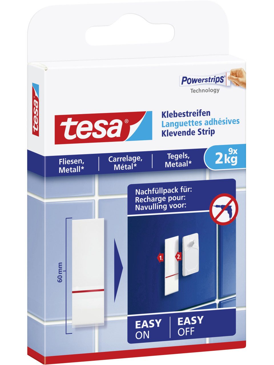 tesa Klebehaken tesa Klebestreifen für Fliesen und Metall 9 Stück
