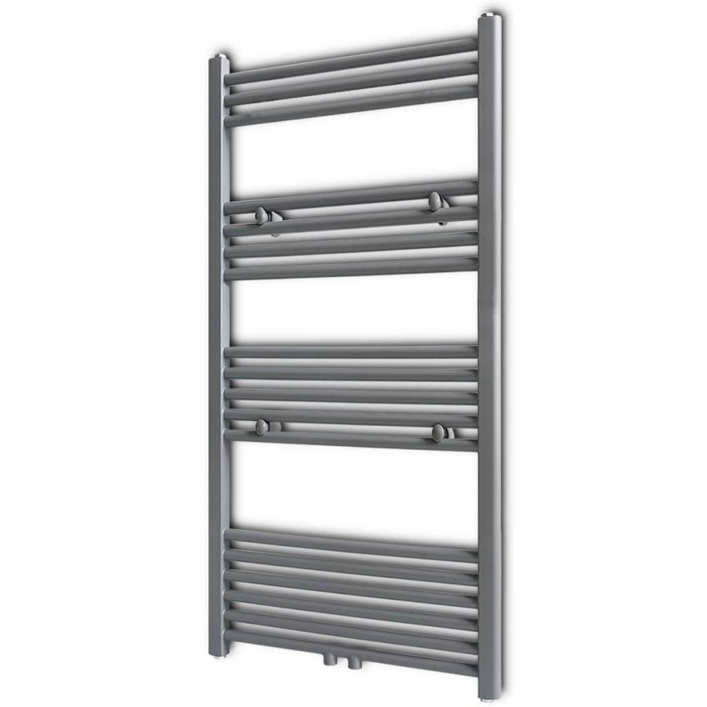 vidaXL Heizkörper Handtuchheizkörper Warmwasser Gerade Grau 600x1160 mm