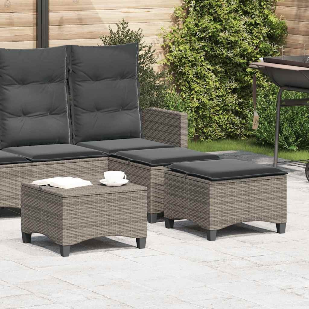 vidaXL Hocker Gartenhocker mit Kissen 2 Stk. Grau 55x55x36 cm Poly Rattan (1 St)