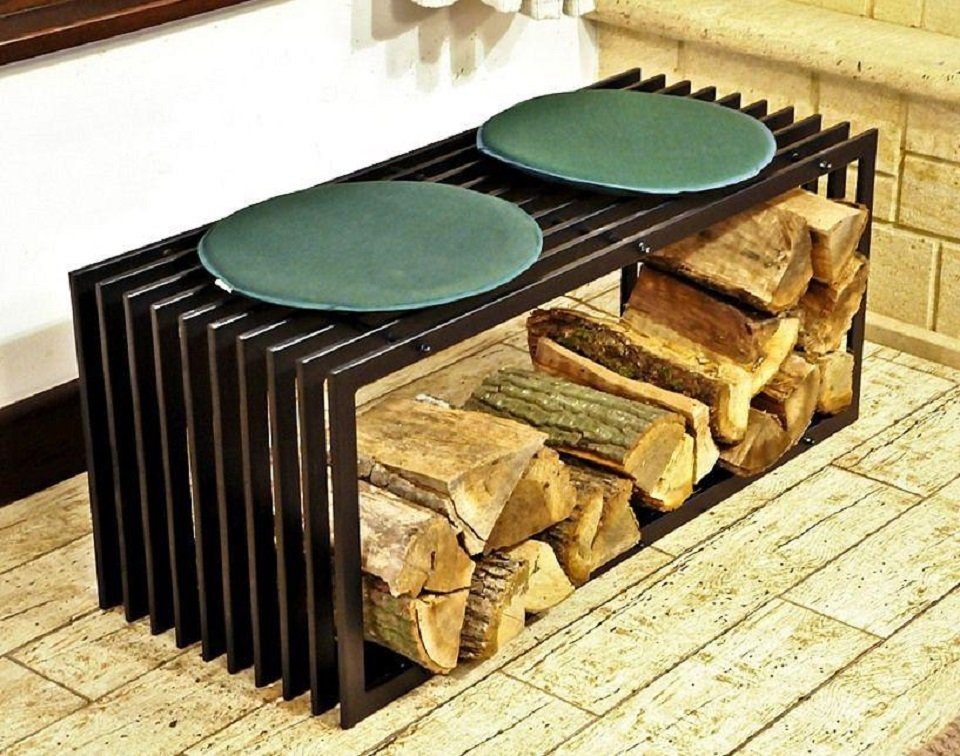 DanDiBo Kaminholzregal Kaminholzständer Bank D-Stil