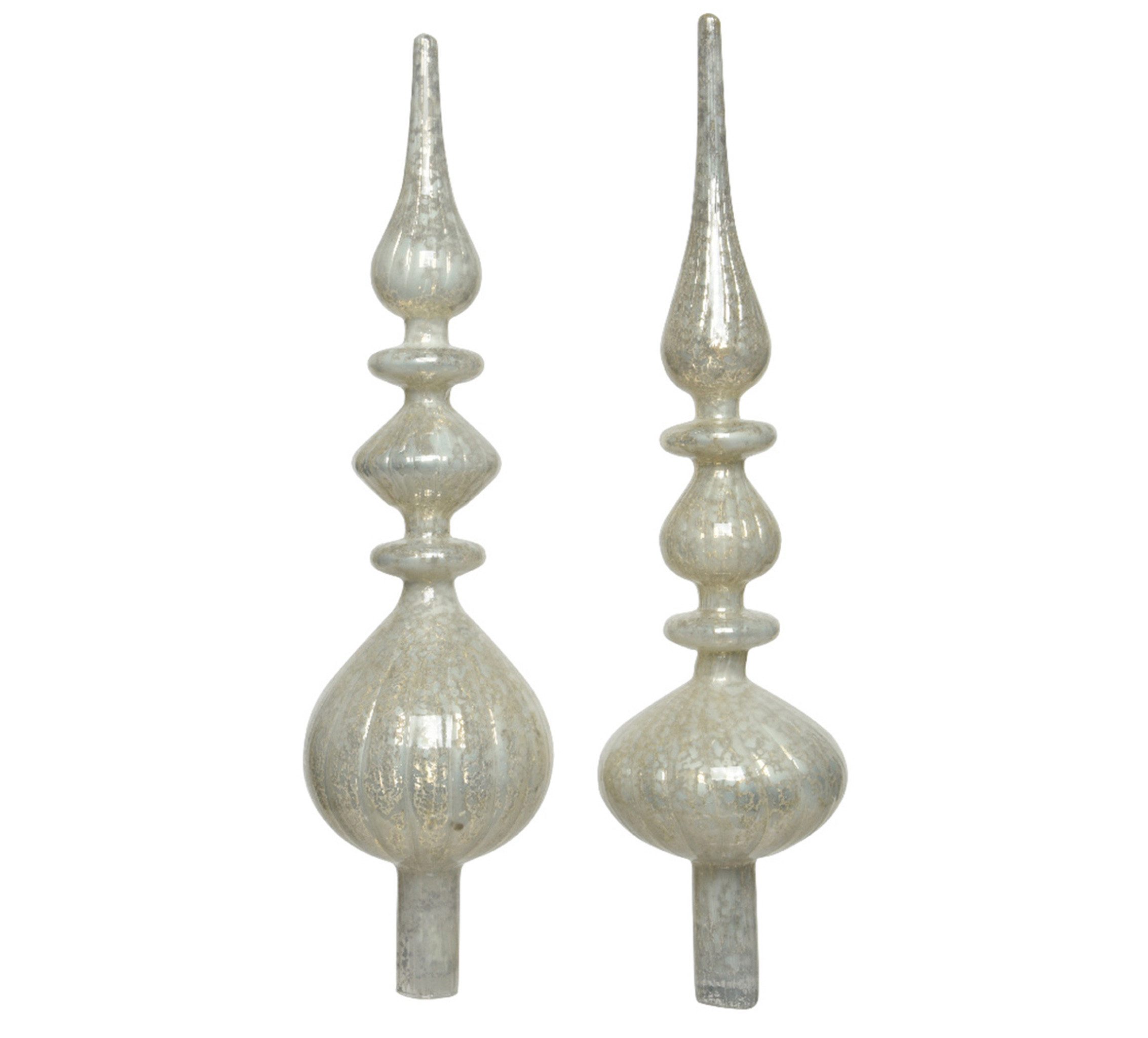 Kaemingk Christbaumspitze, Christbaumspitze Glas 35cm Antik 1 Stück sortiert - Winterweiß