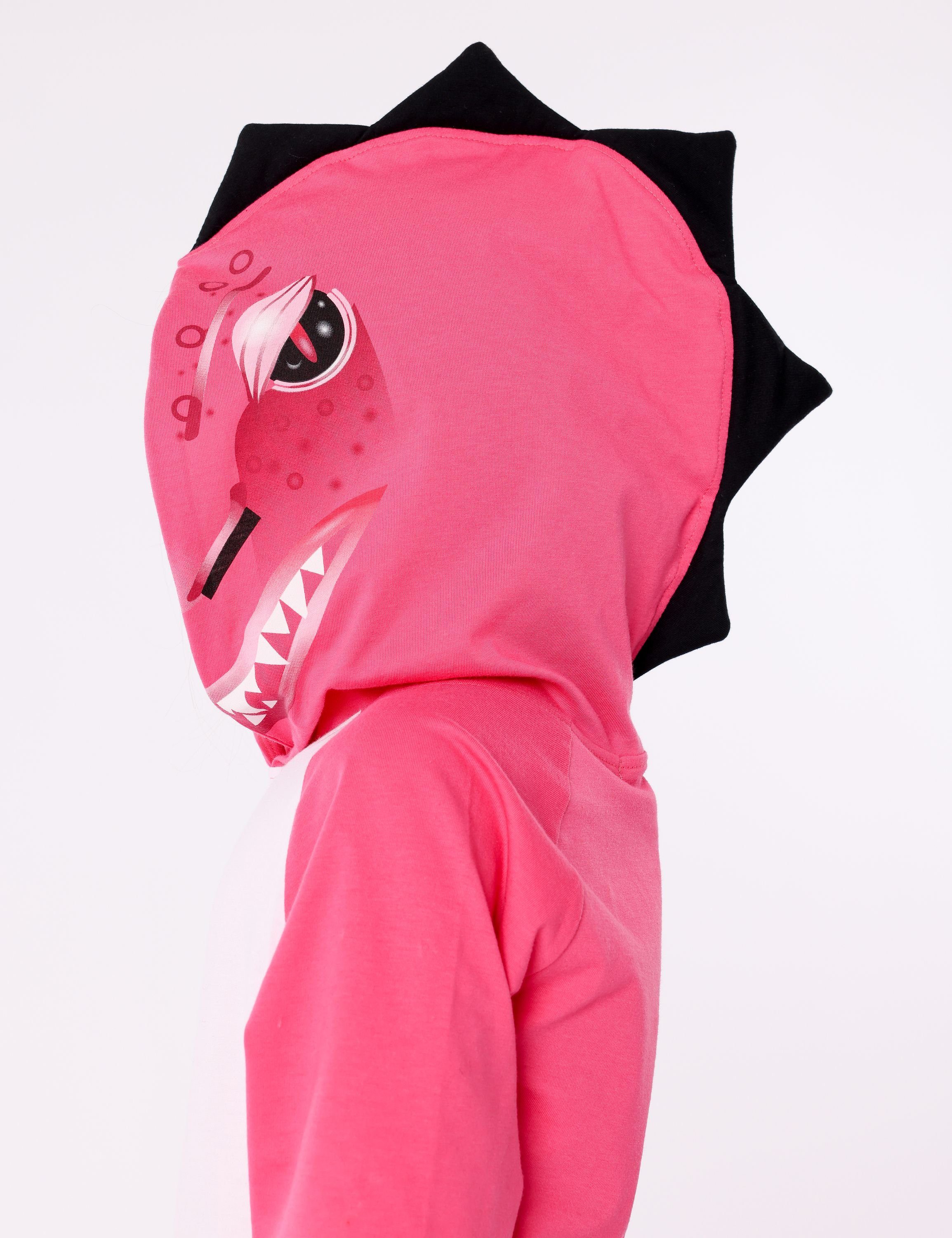 Ladeheid Schlafanzug mit Dino Kapuze aus LA40-236 Schlafanzug Kinder Dunkelrosa Verkleidung Baumwolle ohne