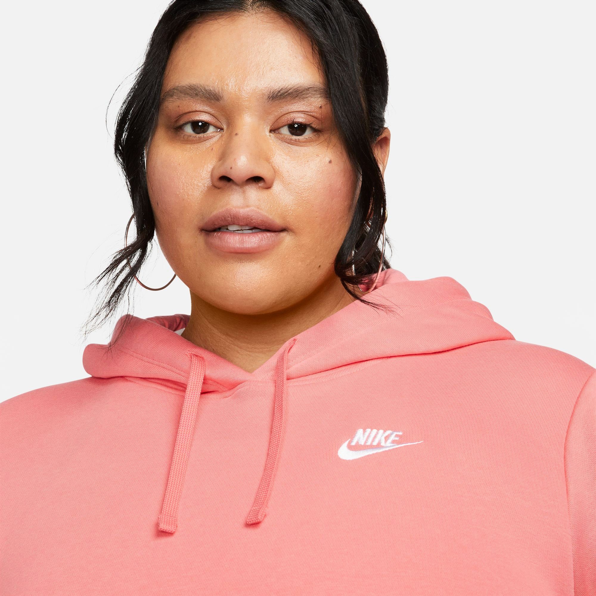 HOODIE CLUB Nike FLEECE orange SIZE) WOMEN'S (PLUS Kapuzensweatshirt Sportswear PULLOVER