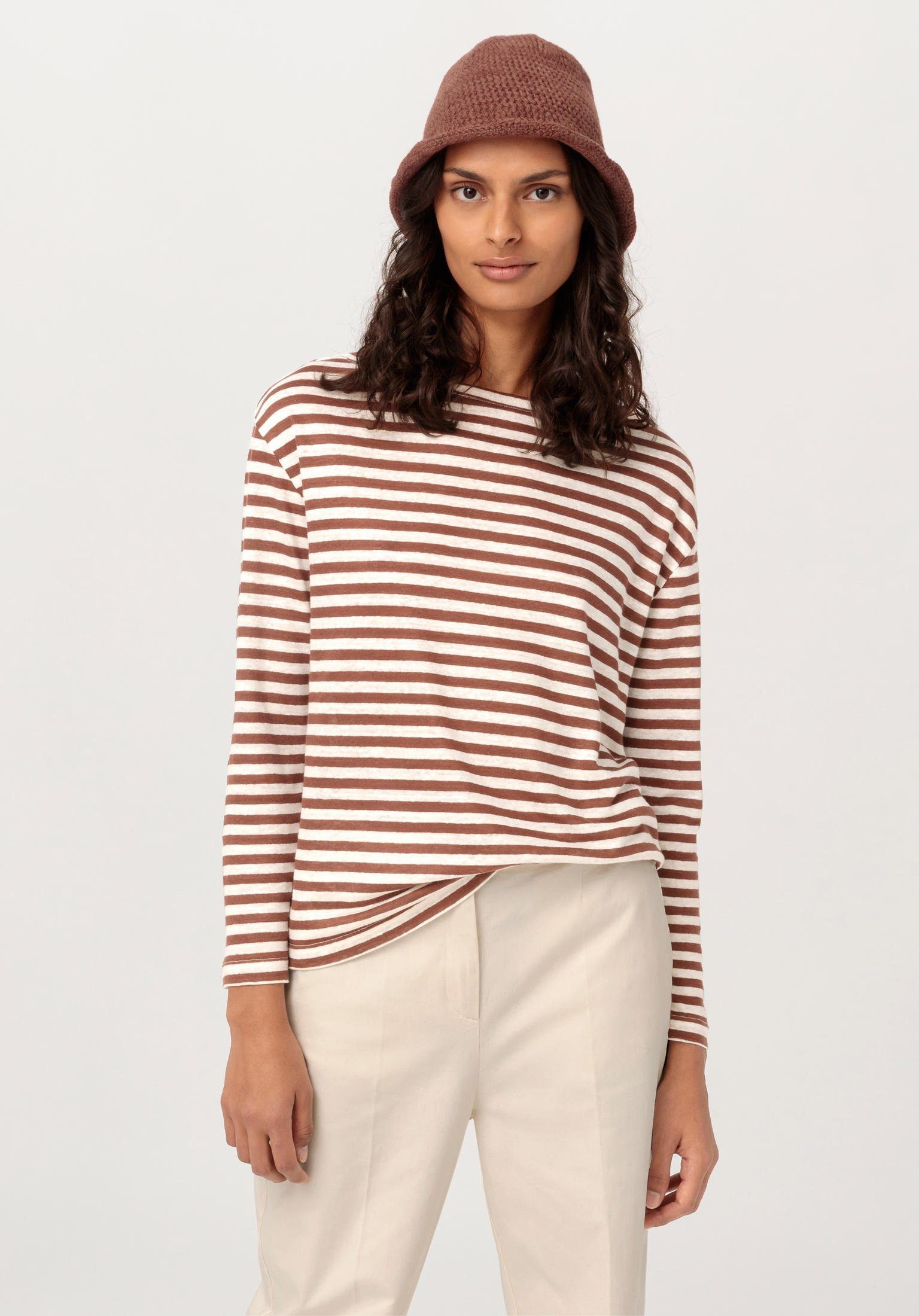 Hessnatur T-Shirt Langarm aus reinem Leinen (1-tlg)