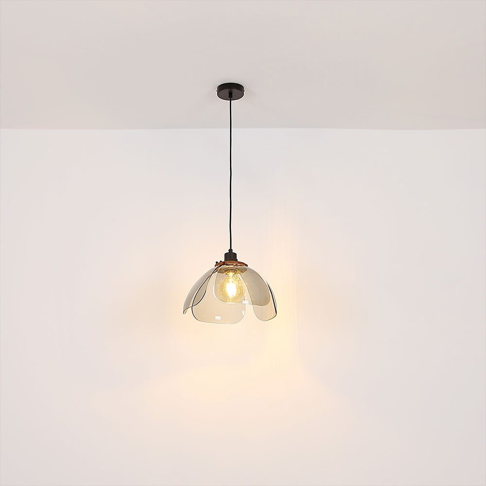 etc-shop Pendelleuchte, Wohnzimmerlampe schwarz H Glas nicht 120 Metall inklusive, cm Hängeleuchte Leuchtmittel rauchfarben