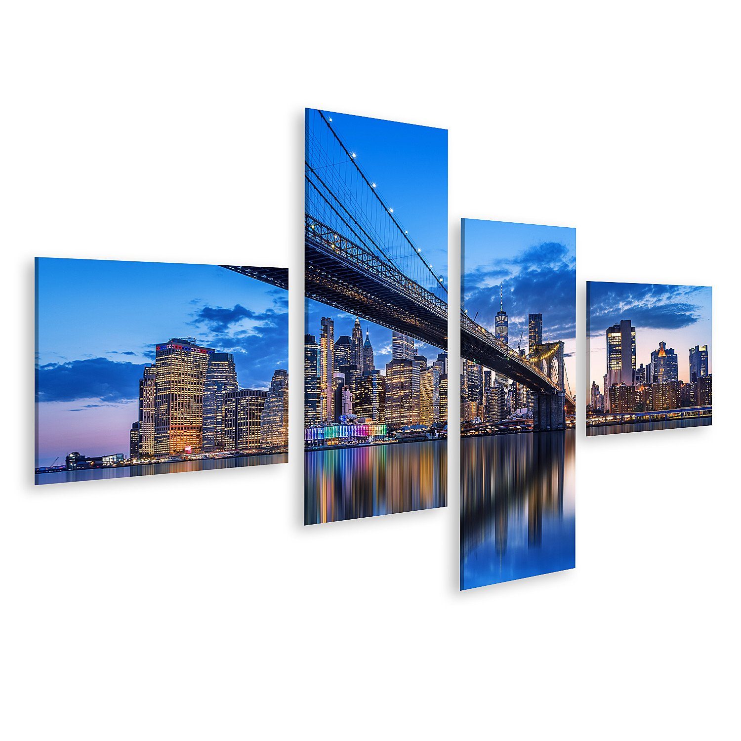 Leinwandbild Bild auf Leinwand Panoramablick Skyline New York Sonnenuntergang New Y